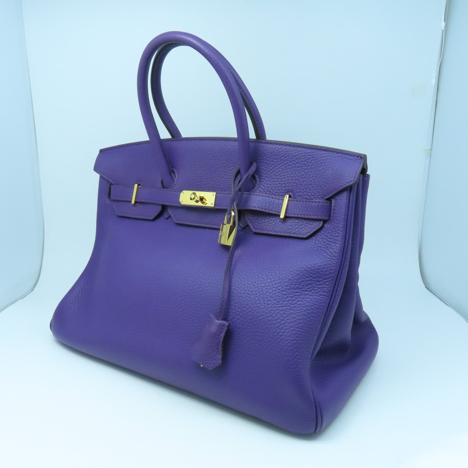 HERMES Togo Leather Birkin 35 Gold Buckle Handle Bag Anemone Purple