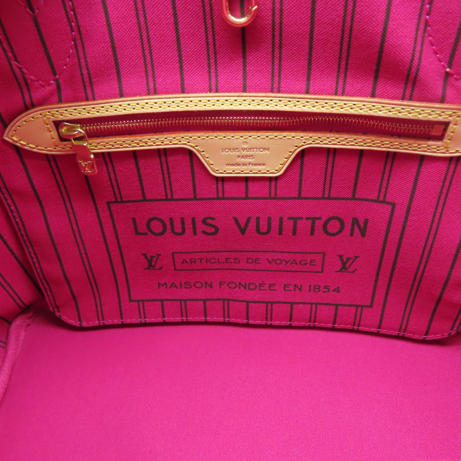 LOUIS VUITTON Monogram Neverfull PM金扣手挽袋棕色