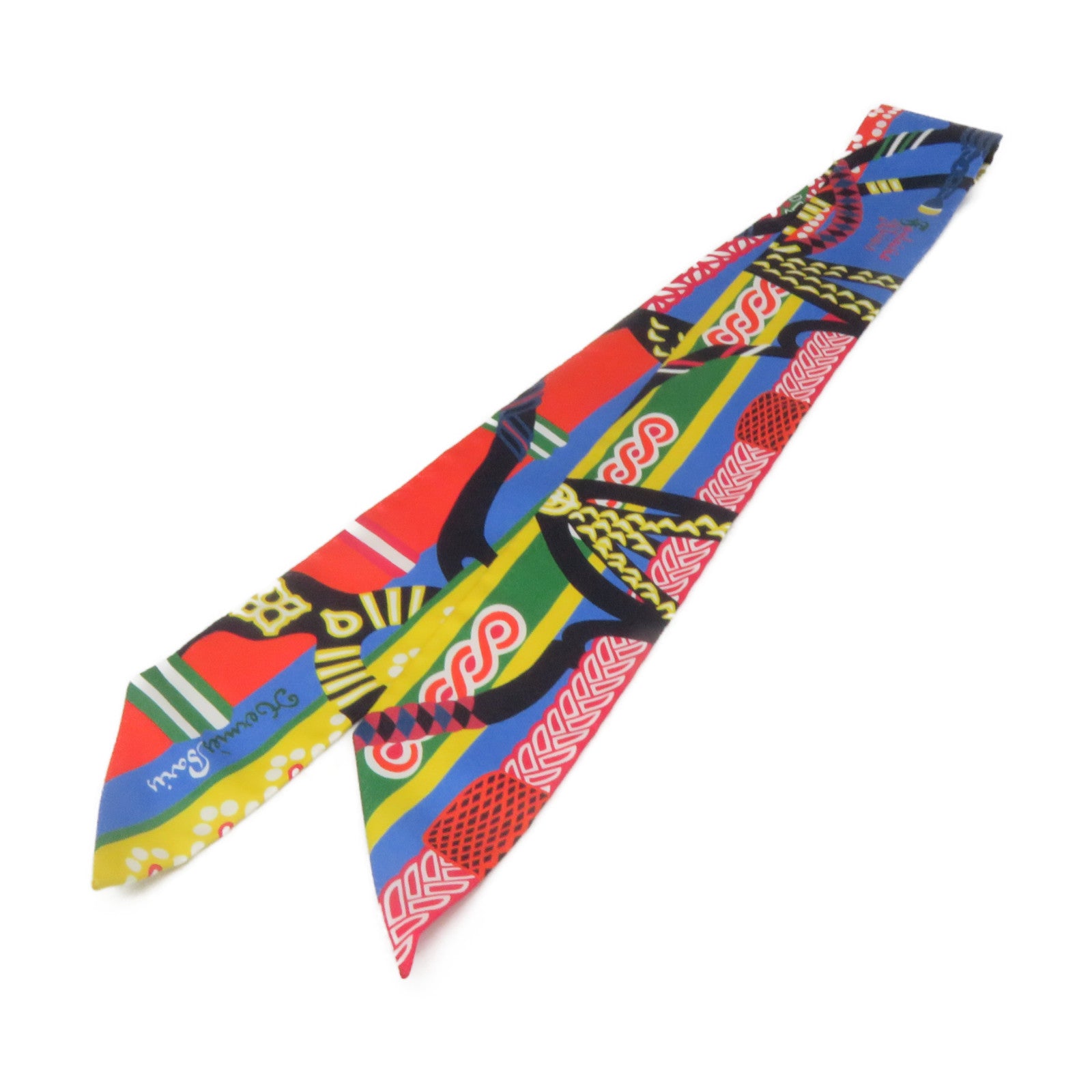 HERMES 絲質Twilly Scarf絲巾紅色/彩色