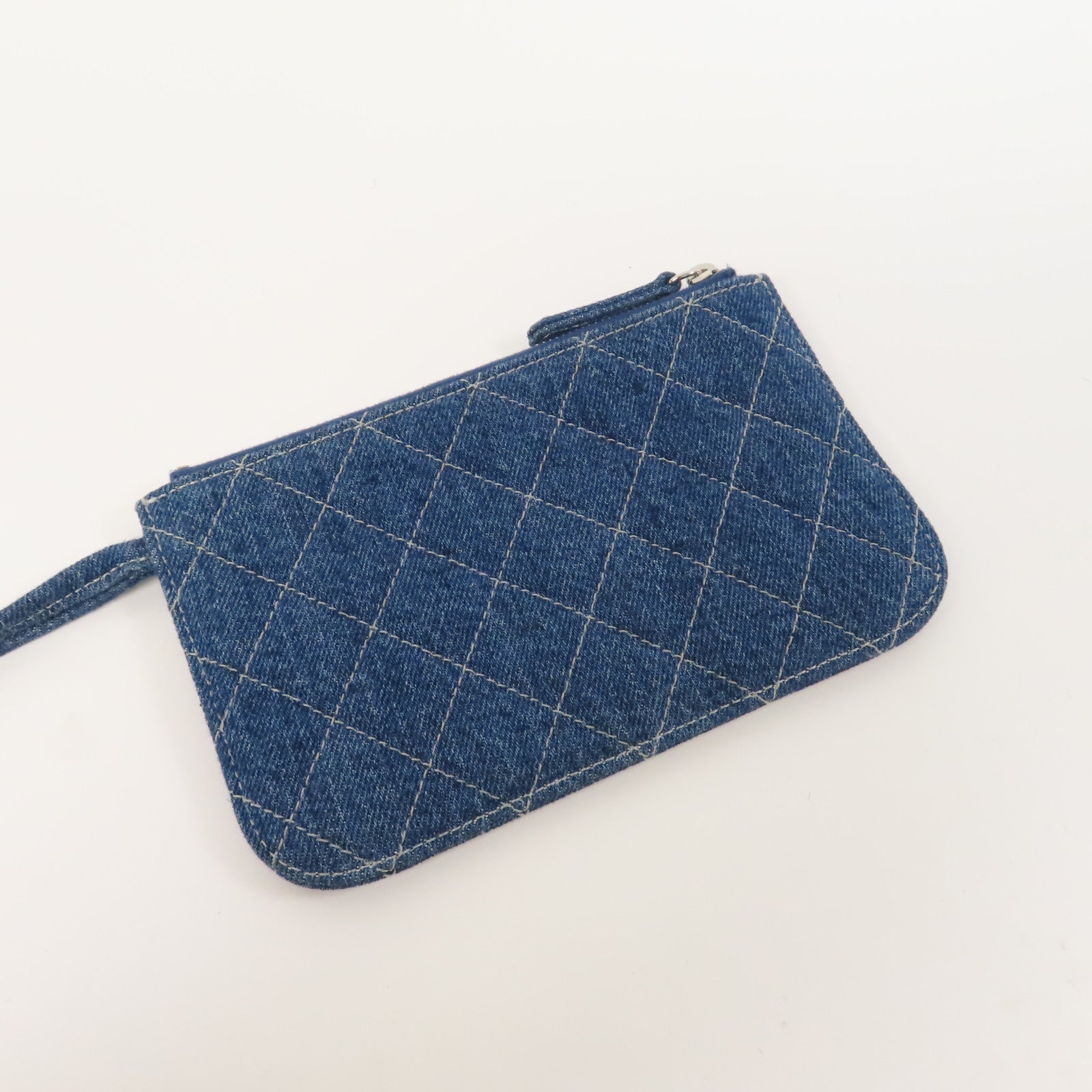 CHANEL 牛仔布Tote Bag銀扣肩背袋藍色