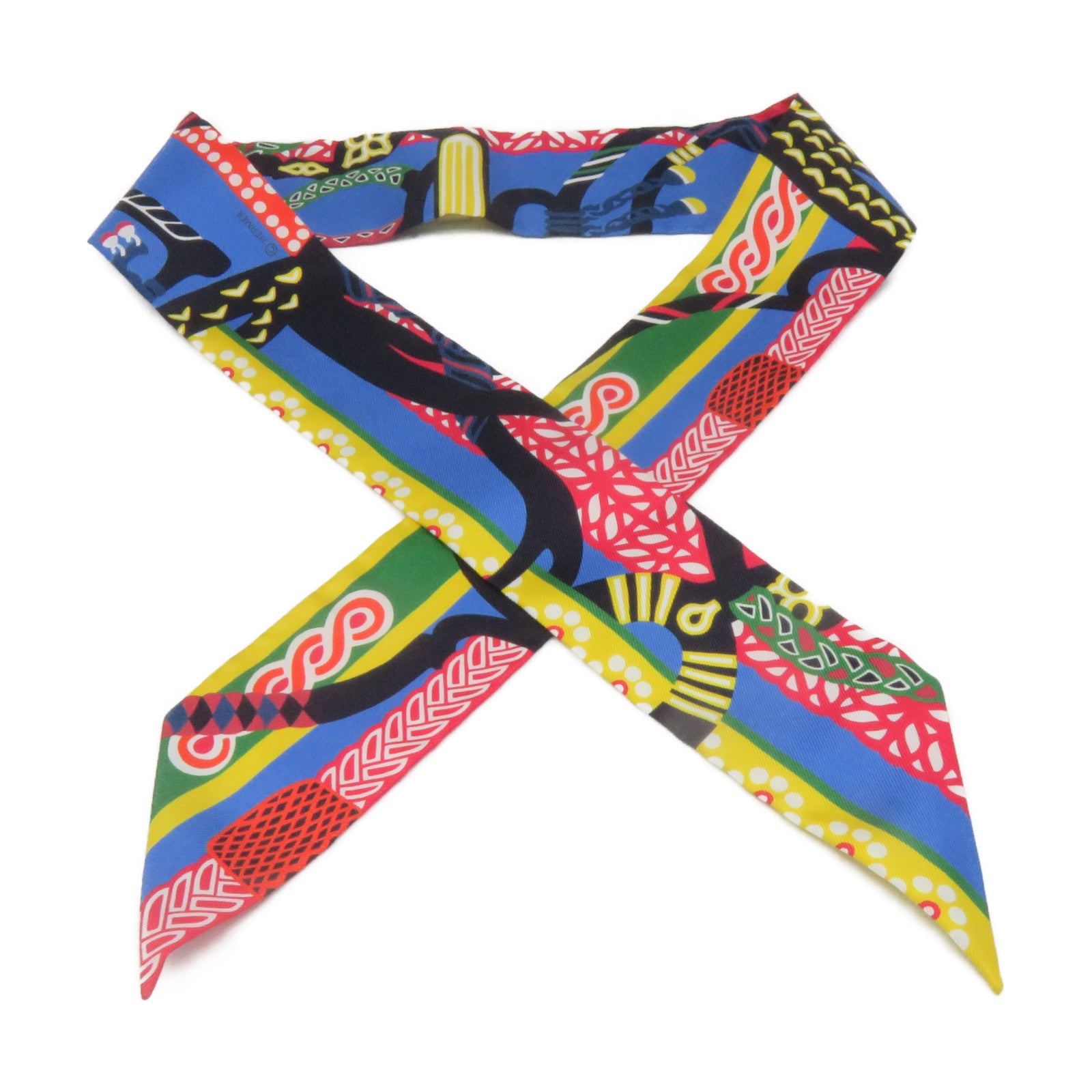 HERMES 絲質Twilly Scarf絲巾紅色/彩色