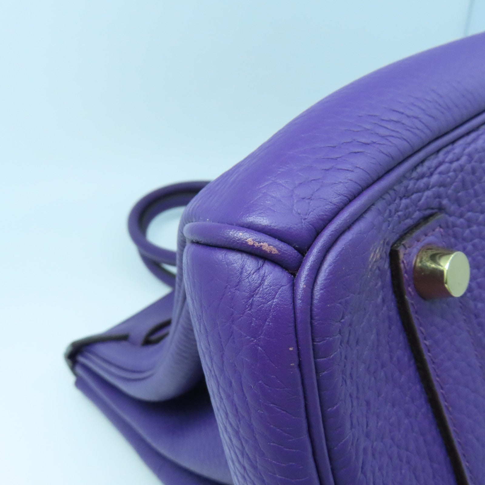 HERMES Togo Leather Birkin 35 Gold Buckle Handle Bag Anemone Purple