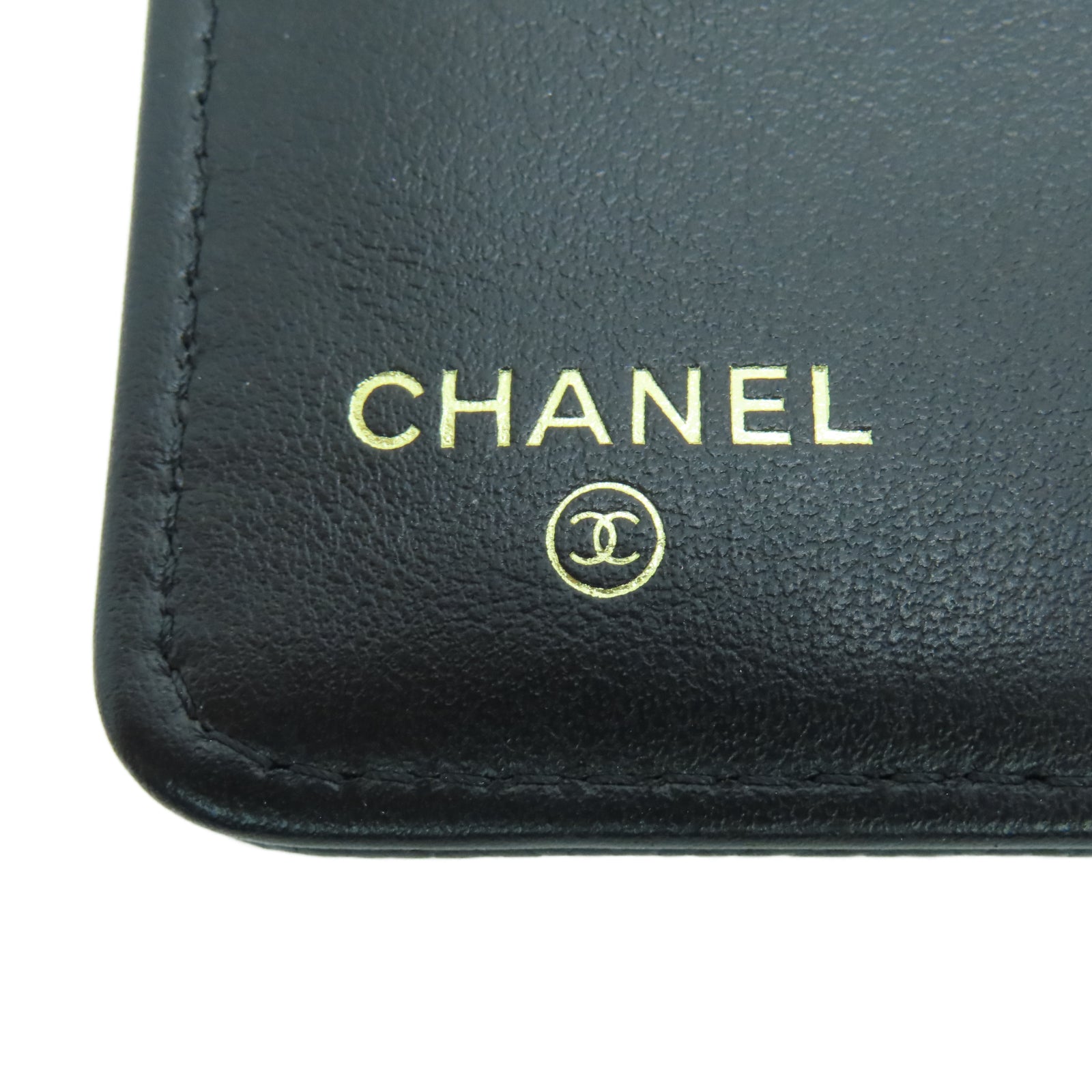 CHANEL 菱格Caviar皮革Boy Wallet金扣長錢包黑色