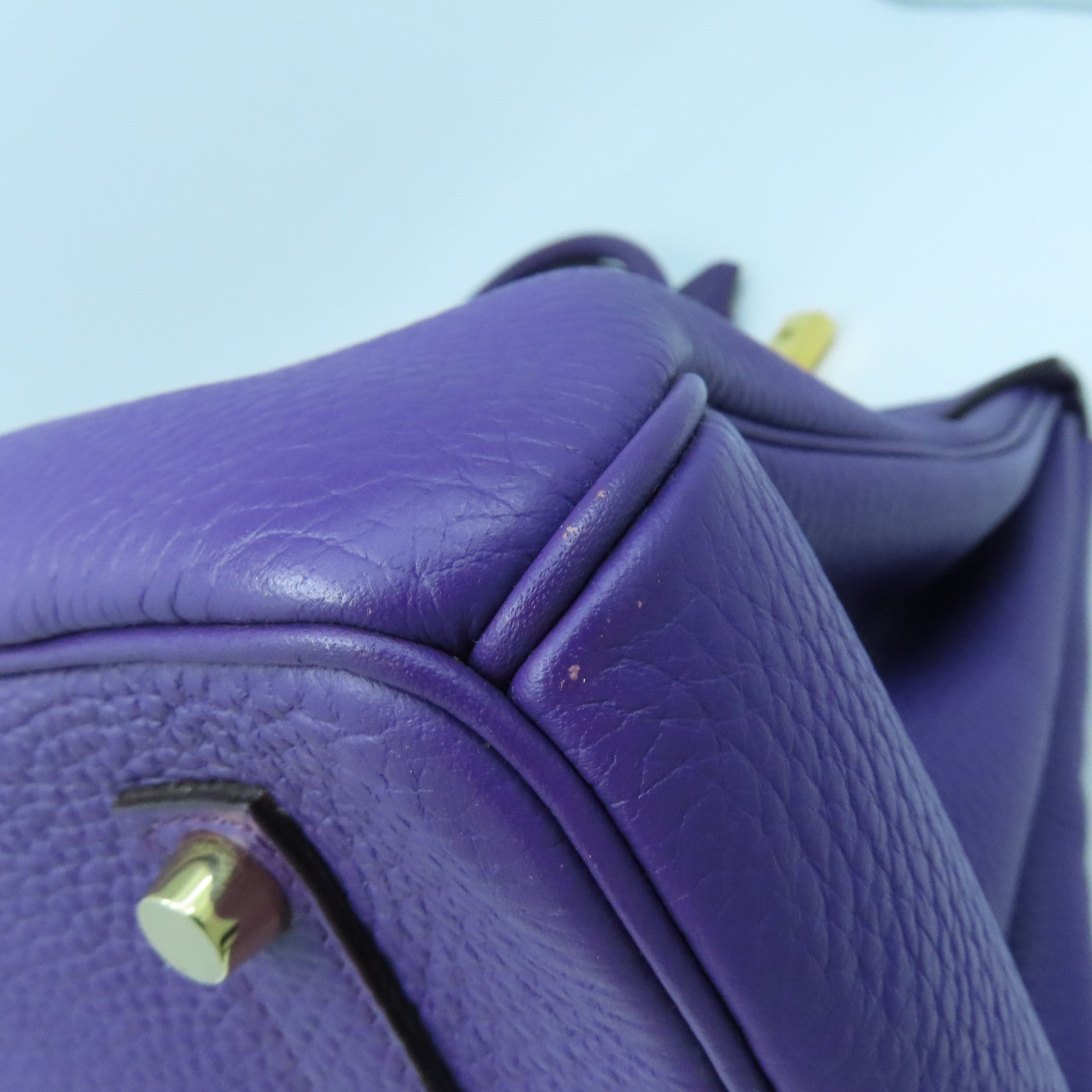 HERMES Togo Leather Birkin 35 Gold Buckle Handle Bag Anemone Purple