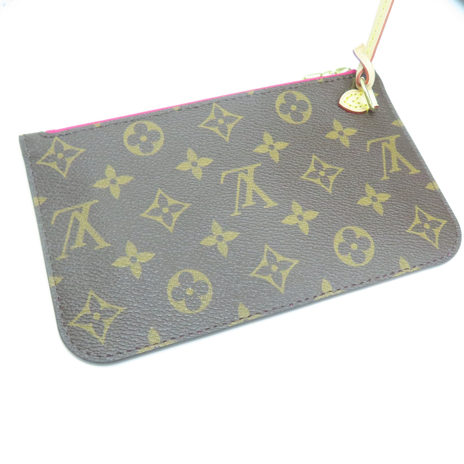 LOUIS VUITTON Monogram Neverfull PM金扣手挽袋棕色