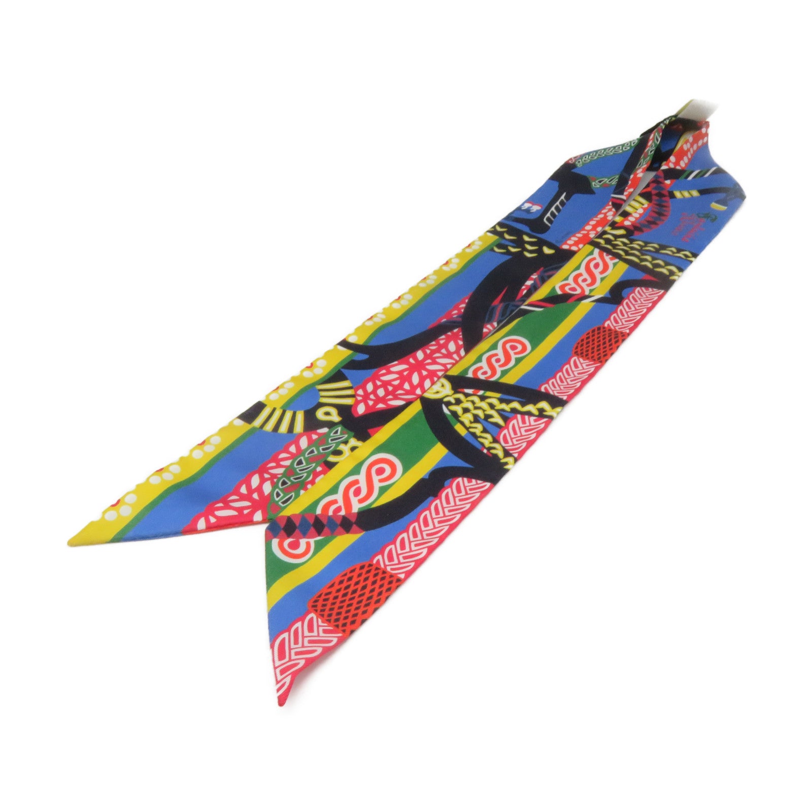 HERMES 絲質Twilly Scarf絲巾紅色/彩色