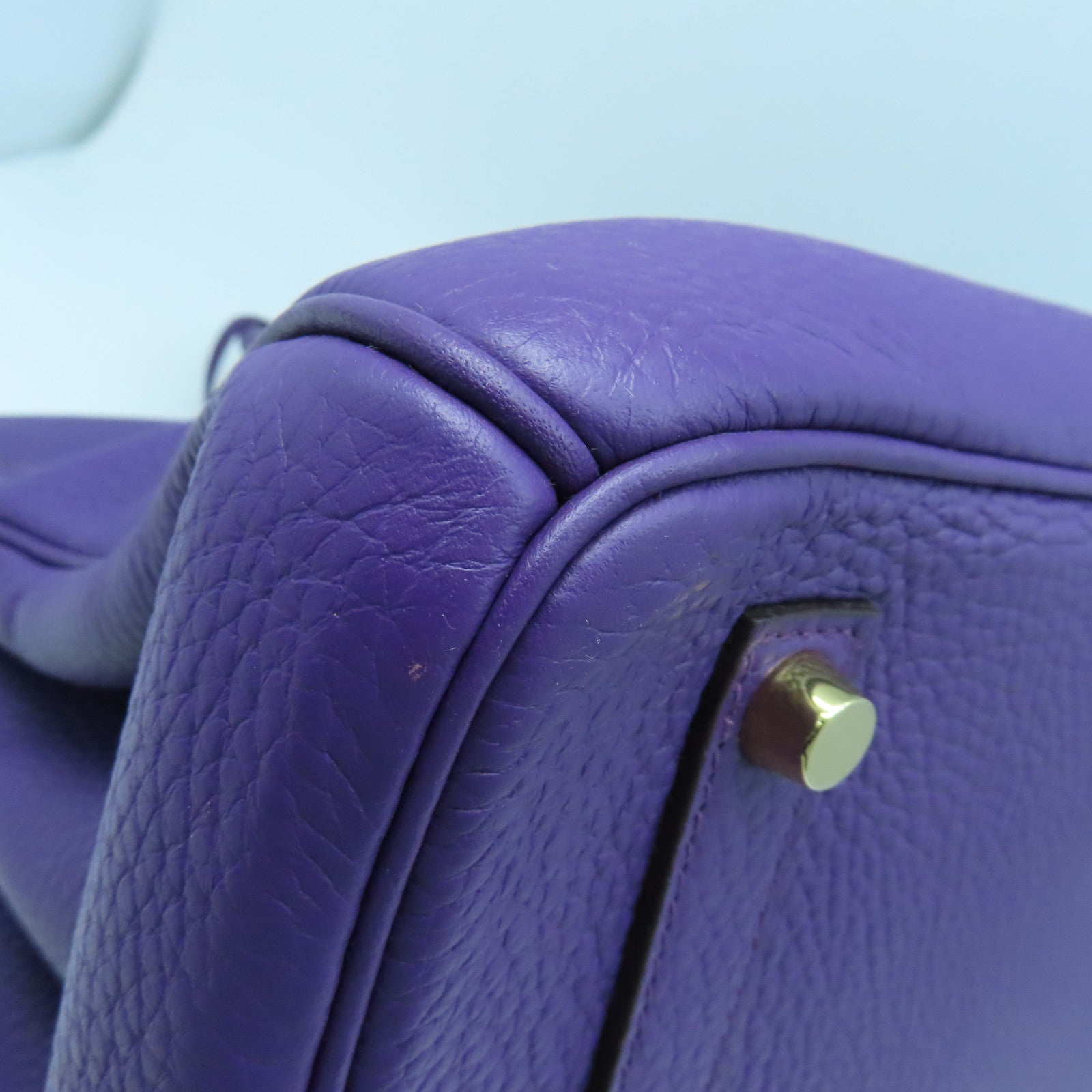 HERMES Togo Leather Birkin 35 Gold Buckle Handle Bag Anemone Purple