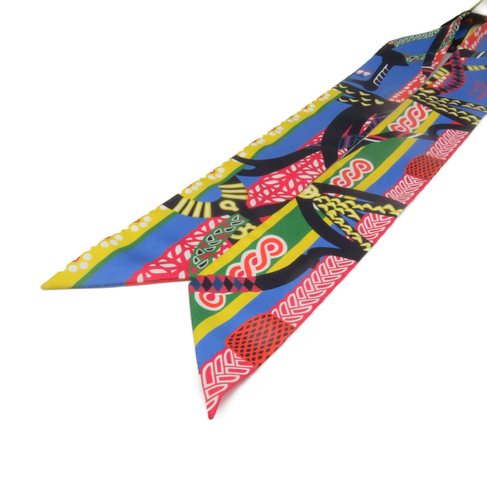 HERMES 絲質Twilly Scarf絲巾紅色/彩色