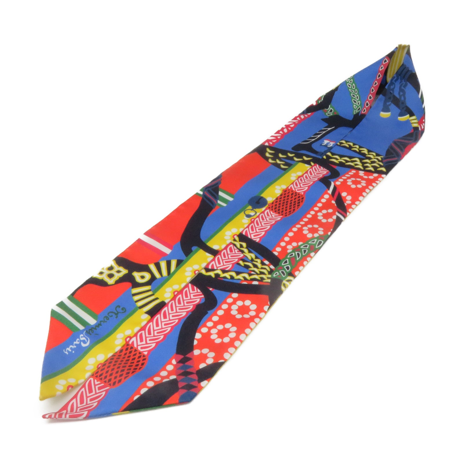 HERMES 絲質Twilly Scarf絲巾紅色/彩色