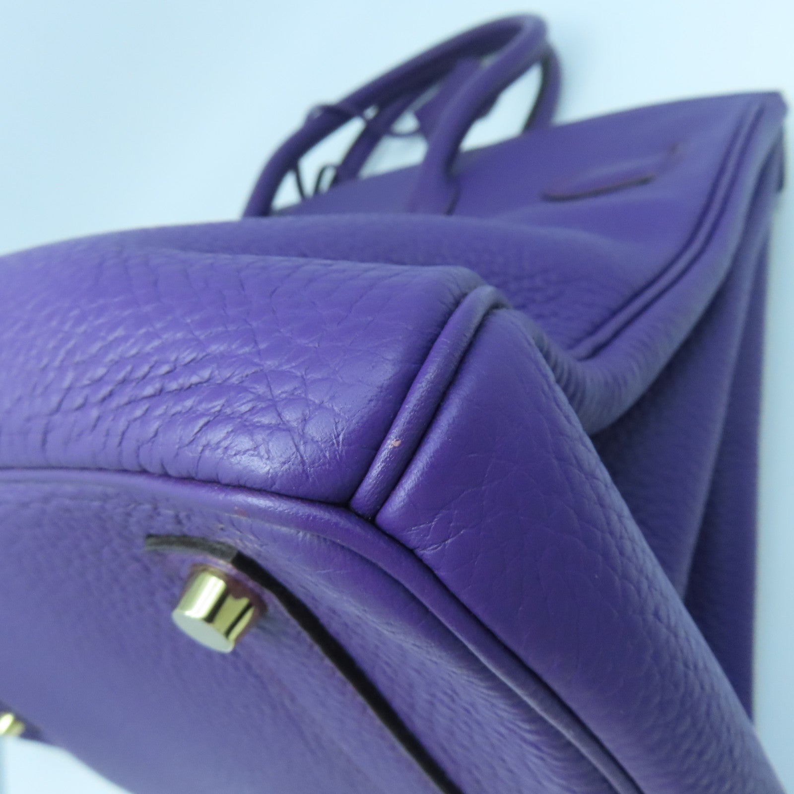 HERMES Togo Leather Birkin 35 Gold Buckle Handle Bag Anemone Purple