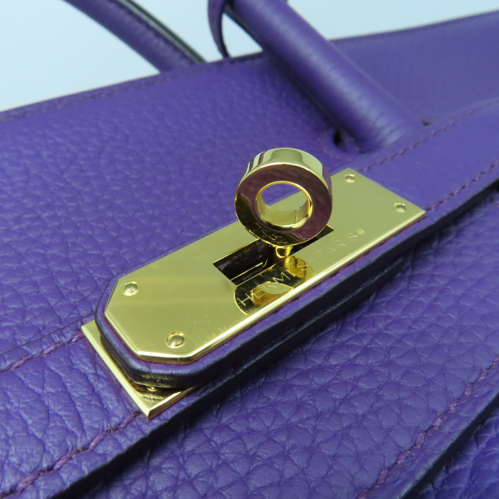 HERMES Togo Leather Birkin 35 Gold Buckle Handle Bag Anemone Purple