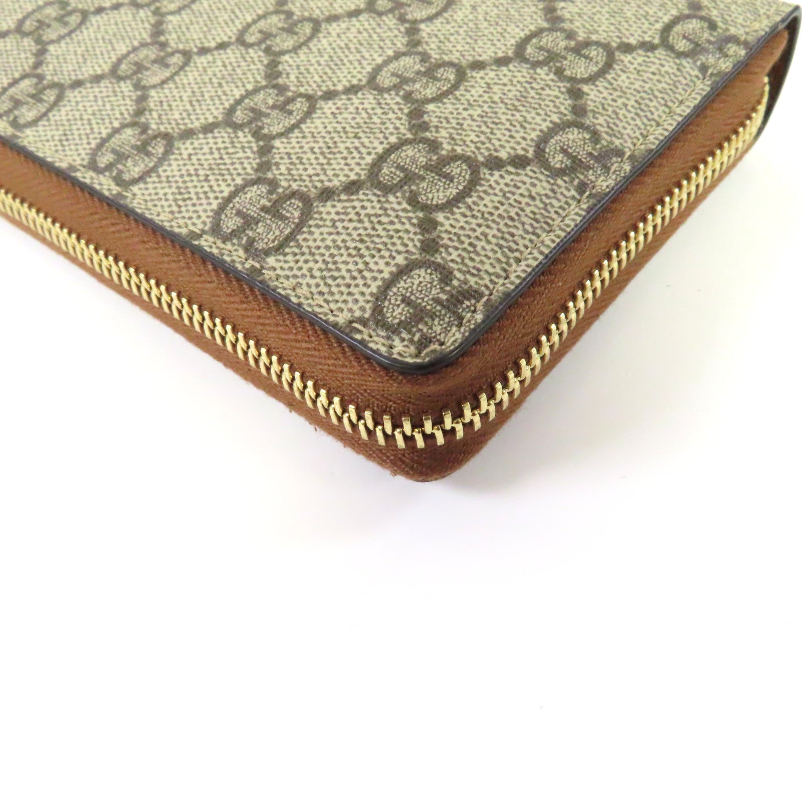 GUCCI 塗層帆布Zipper Long Wallet金扣長錢包啡色