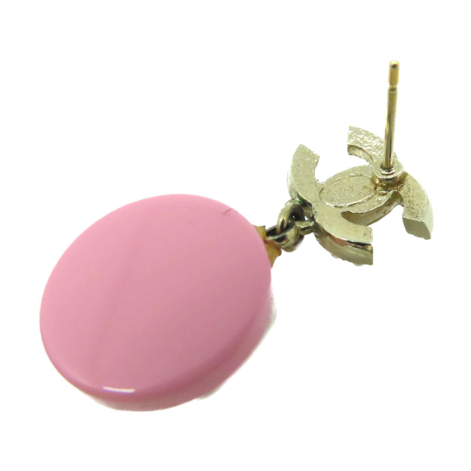 CHANEL PVC/金屬CC Earrings耳環粉紅色/米白色/金色