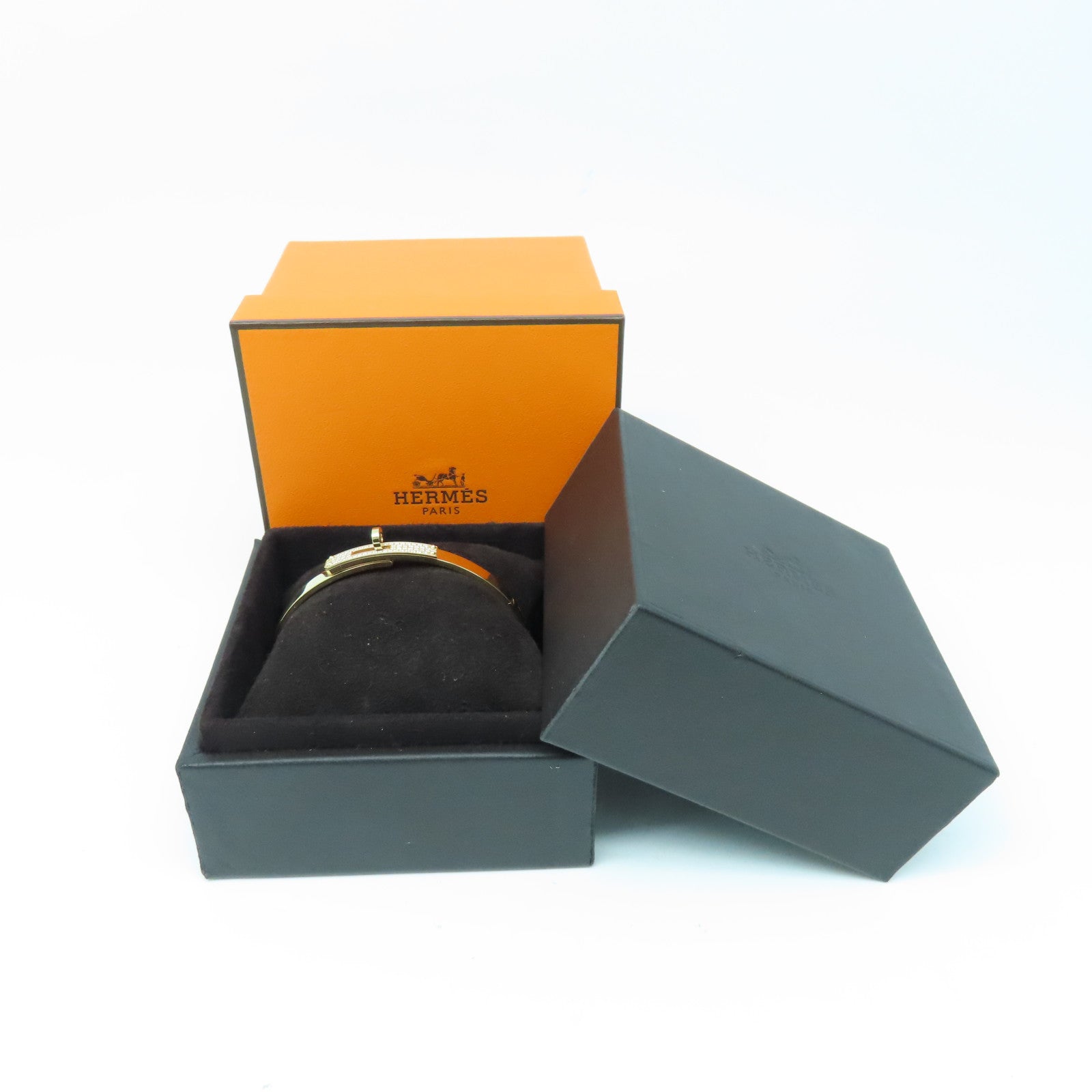 HERMES 18K玫瑰金Kelly Bracelet0.36ct钻石手链Hermes#61