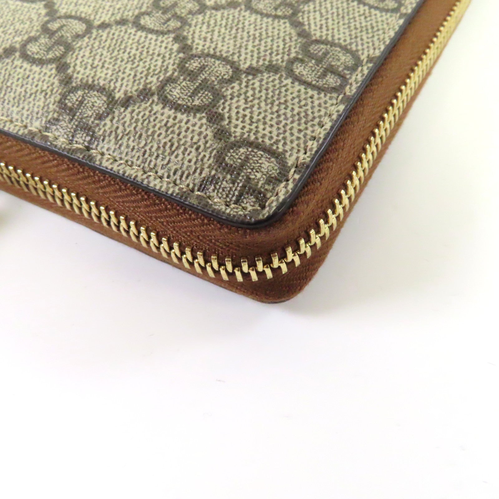 GUCCI 塗層帆布Zipper Long Wallet金扣長錢包啡色