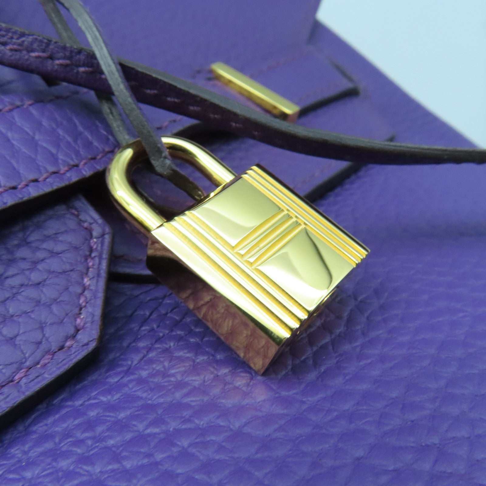 HERMES Togo Leather Birkin 35 Gold Buckle Handle Bag Anemone Purple