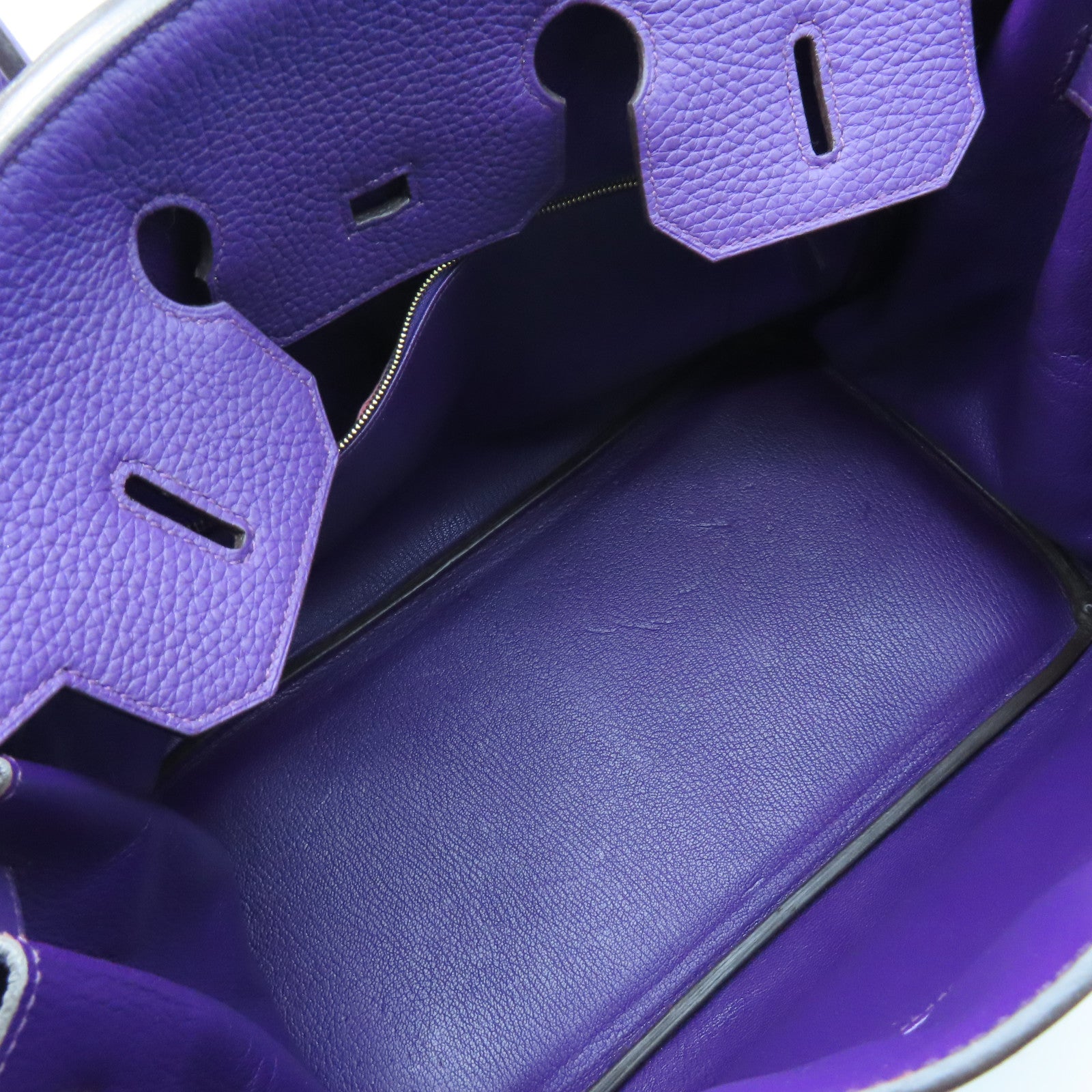 HERMES Togo Leather Birkin 35 Gold Buckle Handle Bag Anemone Purple