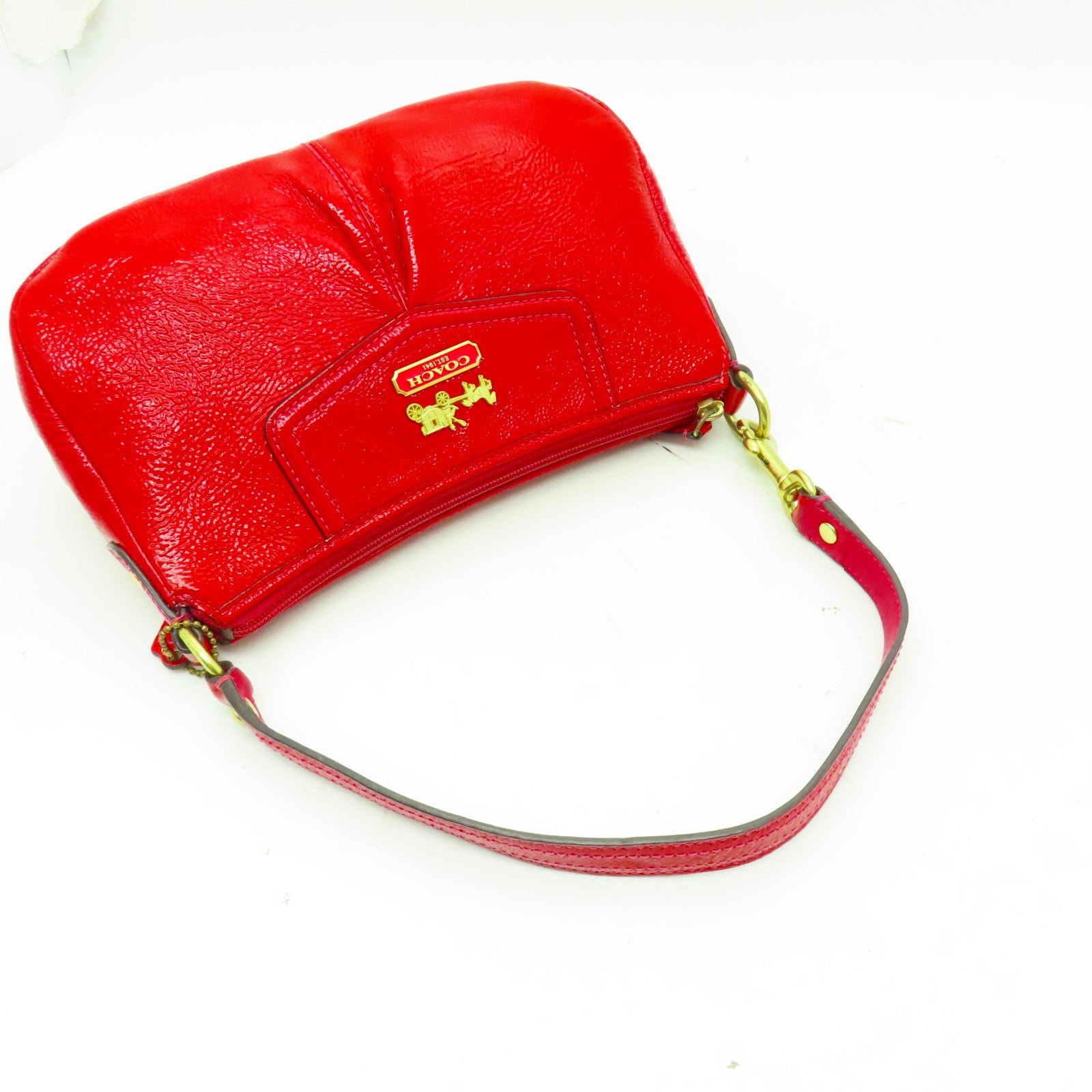 COACH 漆皮皮革Hand Bag金扣手挽袋紅色