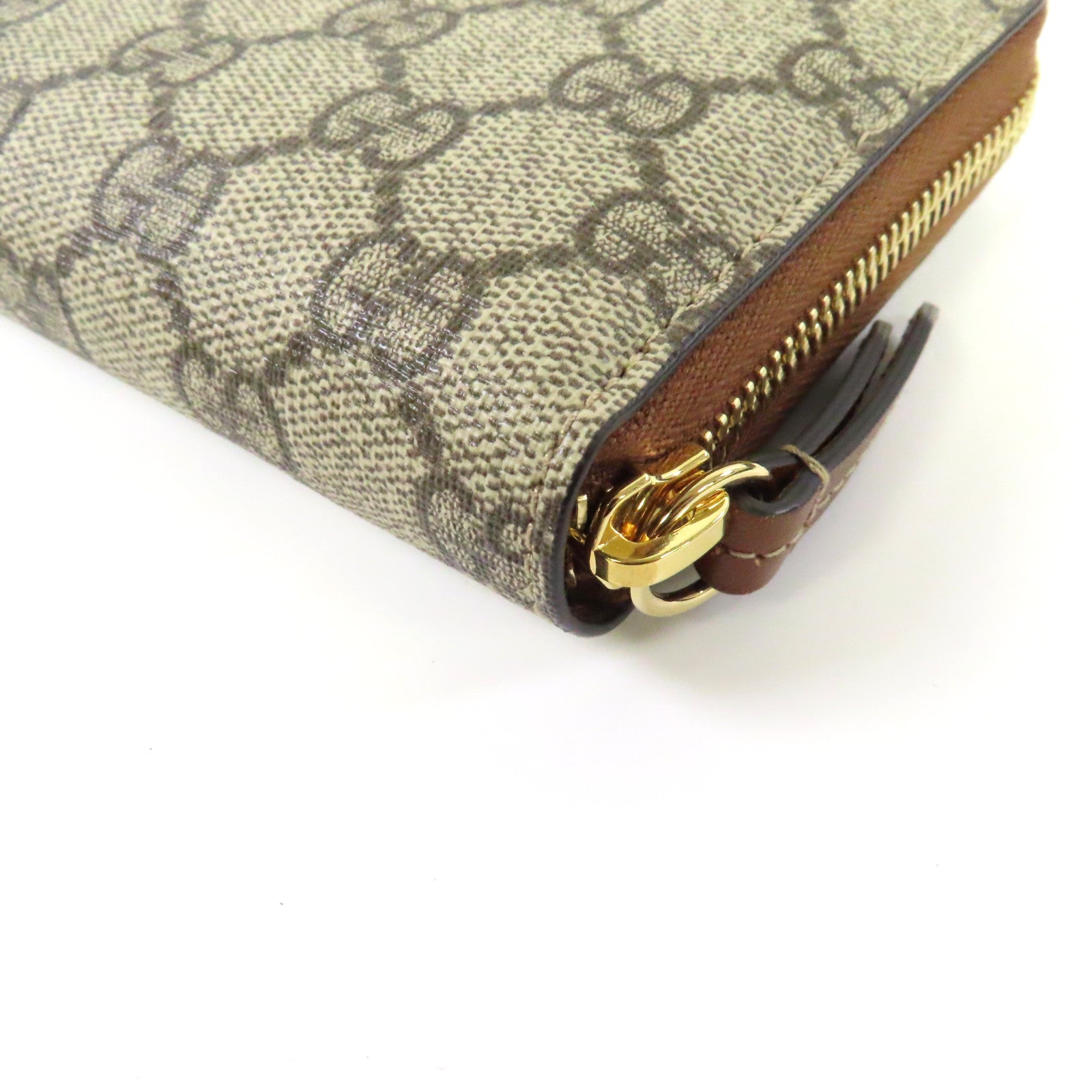GUCCI 塗層帆布Zipper Long Wallet金扣長錢包啡色