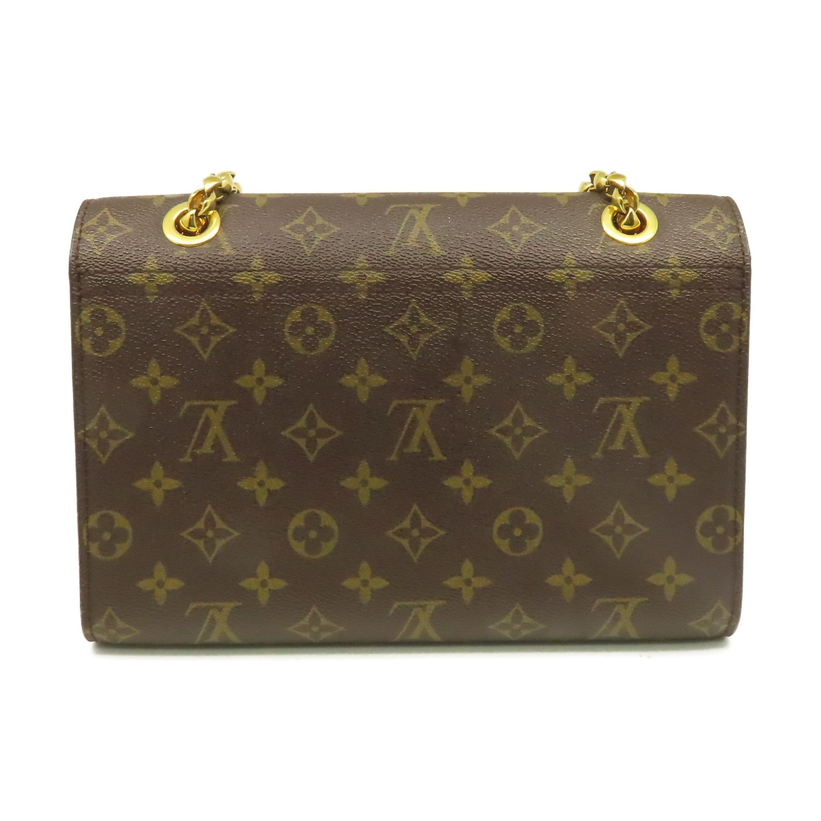 LOUIS VUITTON Monogram Victoire Chain Shoulder Bag金扣連帶肩背袋啡色/紅色