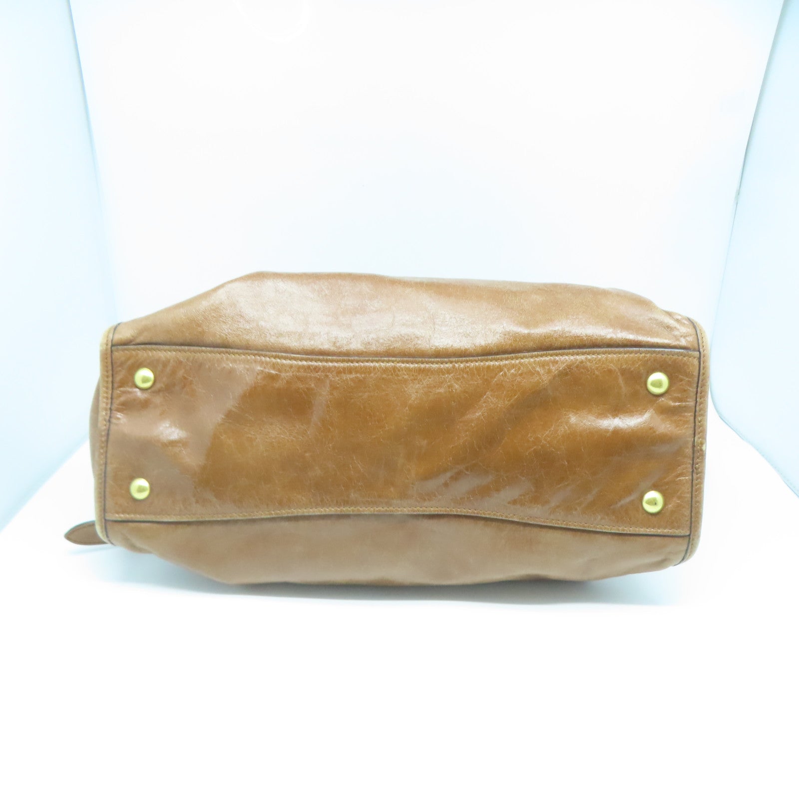 Miu Miu 牛皮皮革Shoulder Bag金扣手挽肩背兩用袋棕色