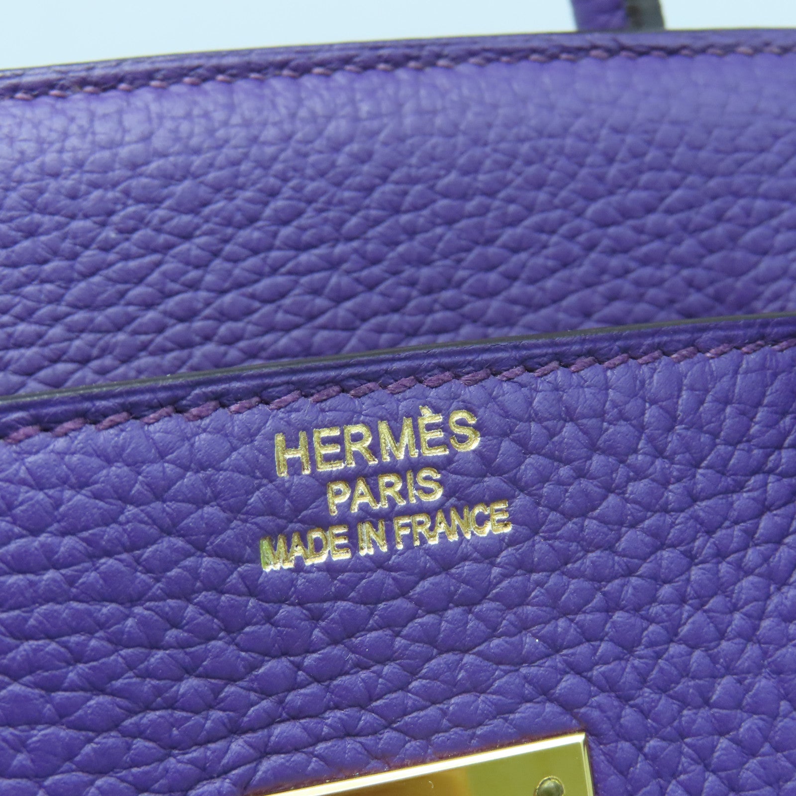 HERMES Togo Leather Birkin 35 Gold Buckle Handle Bag Anemone Purple