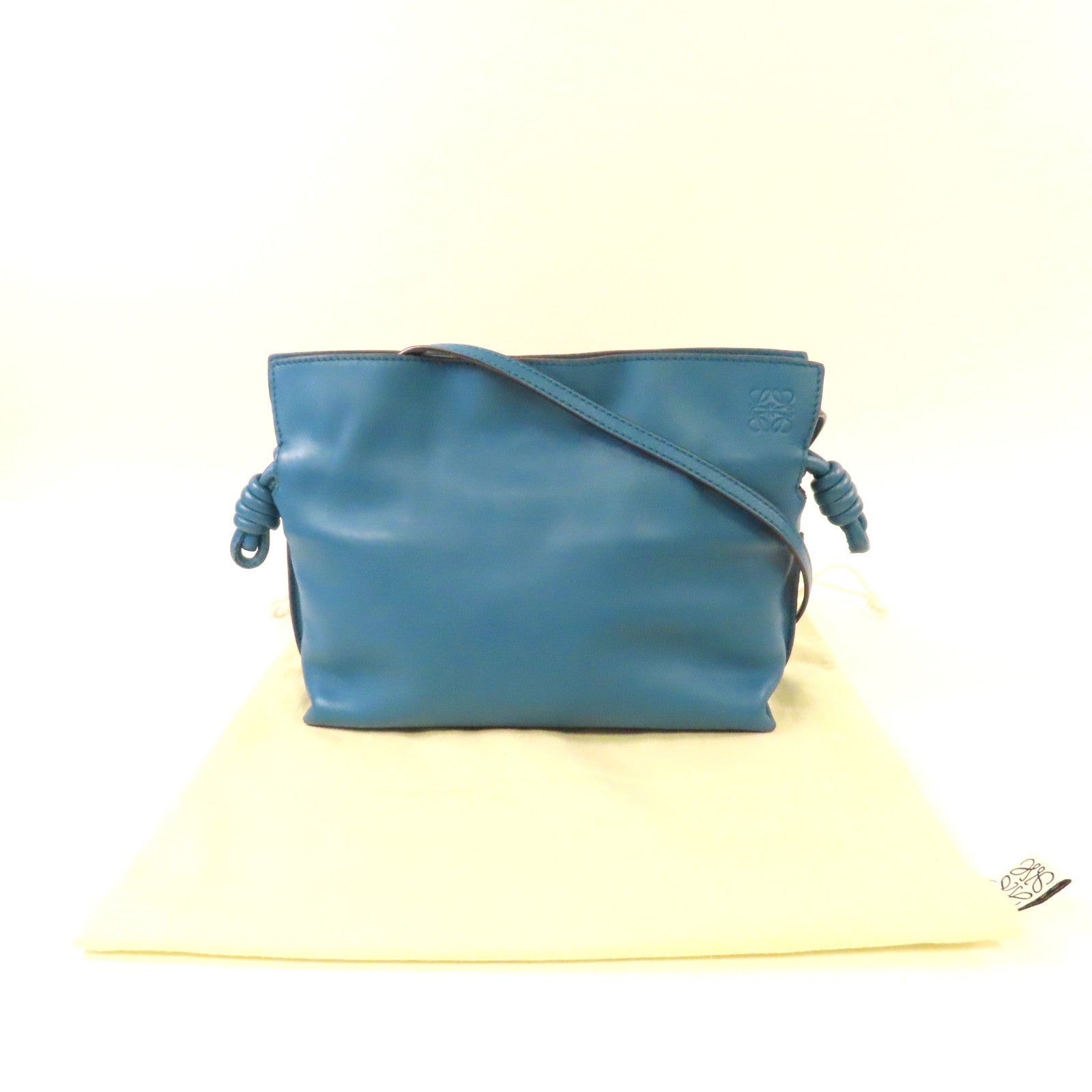 LOEWE 羊皮皮革Shoulder Bag金扣肩背袋藍色