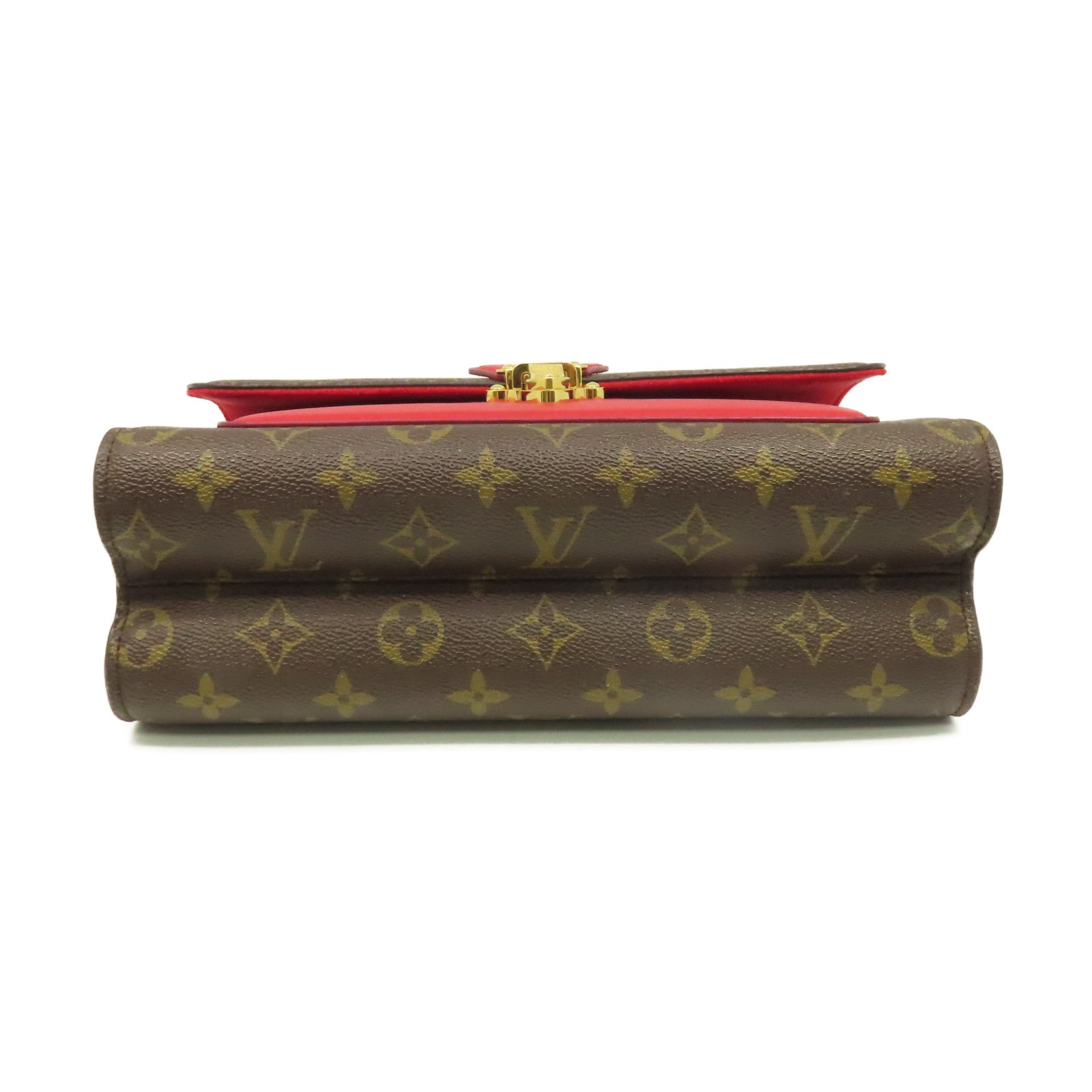 LOUIS VUITTON Monogram Victoire Chain Shoulder Bag金扣連帶肩背袋啡色/紅色