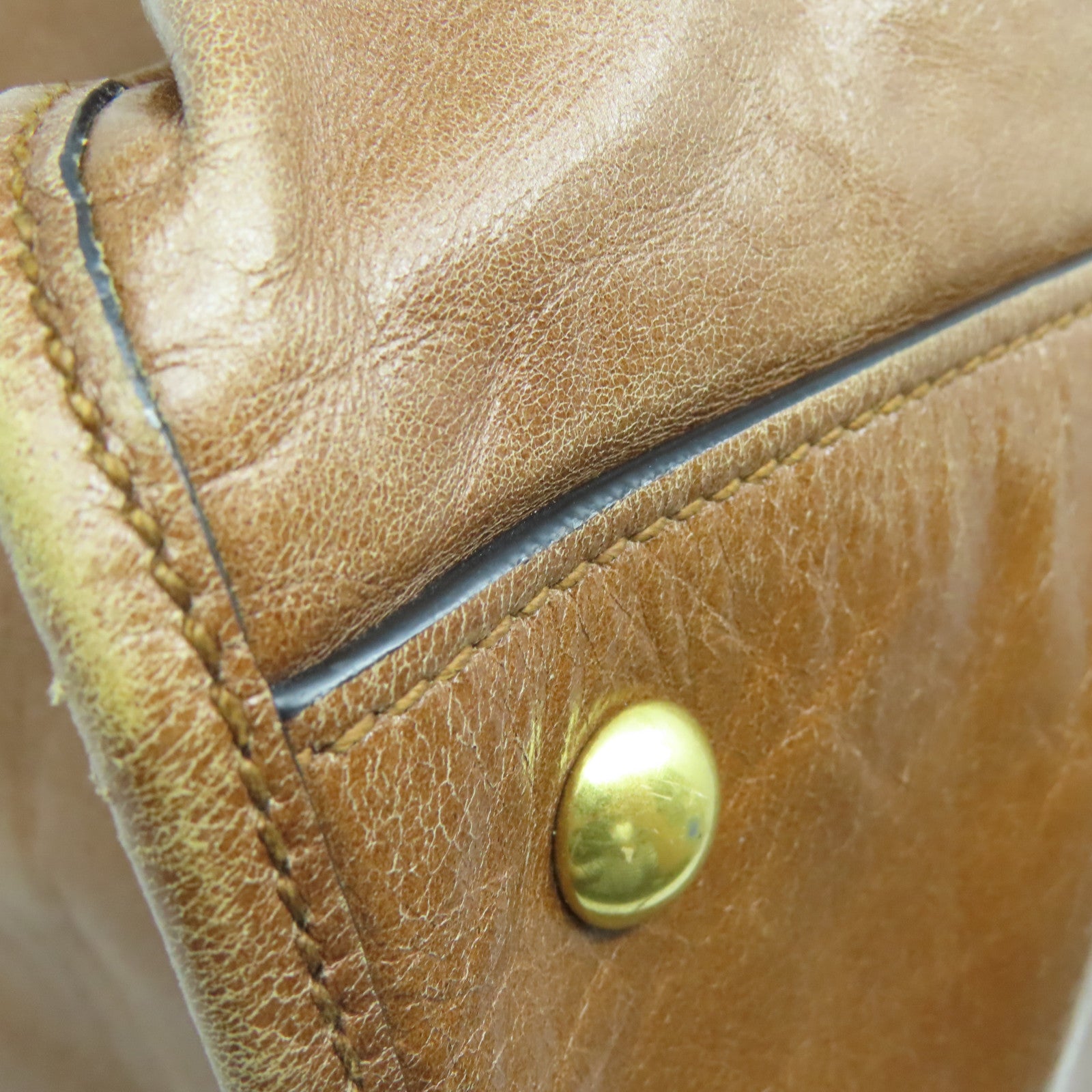 Miu Miu 牛皮皮革Shoulder Bag金扣手挽肩背兩用袋棕色