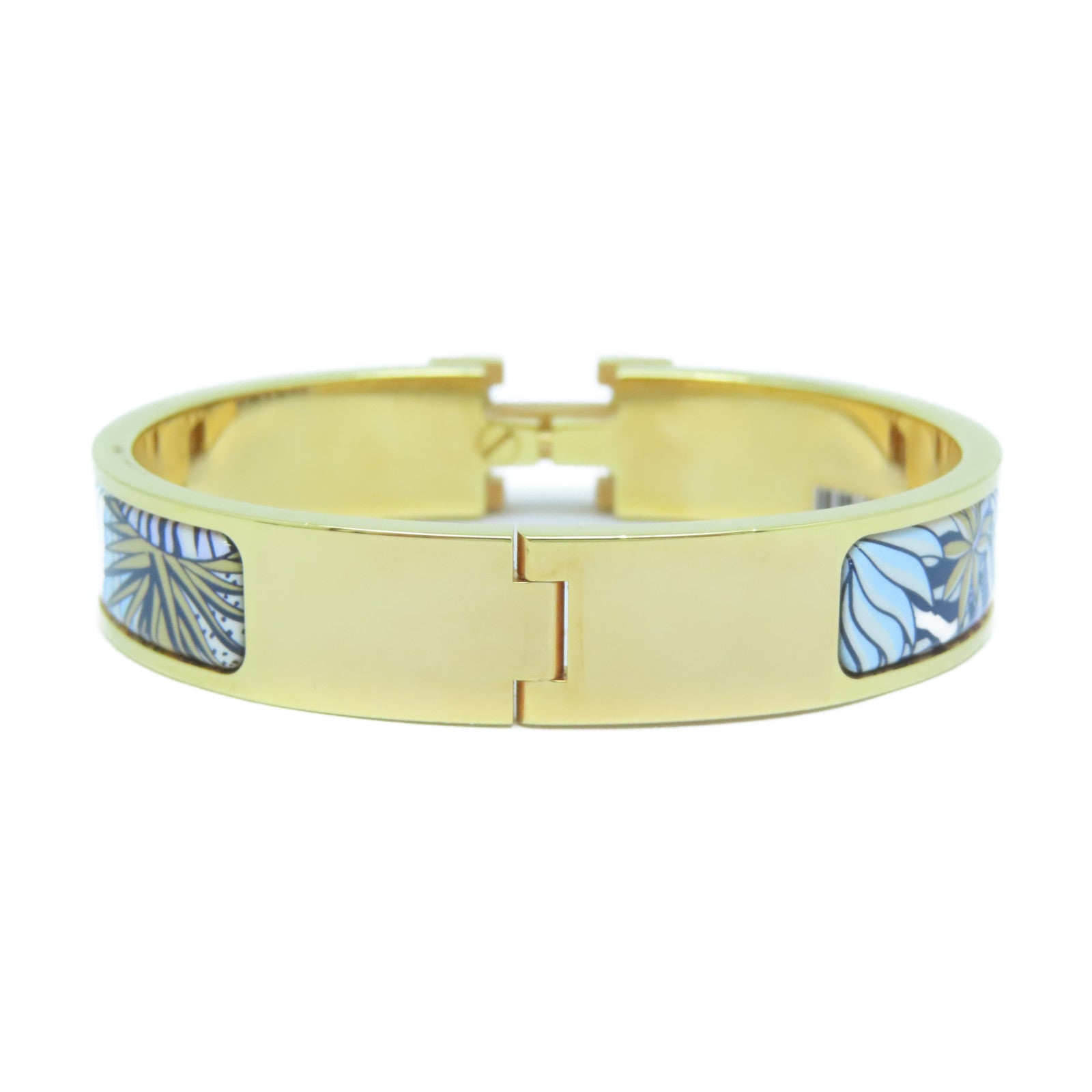 HERMES 金屬Clic H Animaux Camoufles Bracelet手鐲金色/白色/淺藍色/紫色#15.75cm