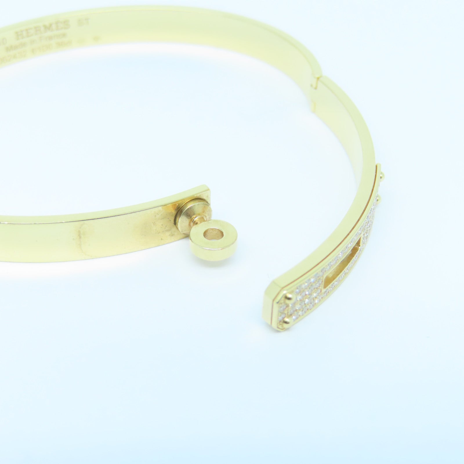 HERMES 18K玫瑰金Kelly Bracelet0.36ct钻石手链Hermes#61