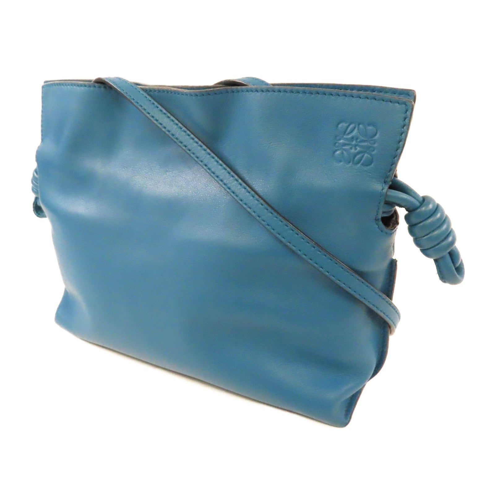 LOEWE 羊皮皮革Shoulder Bag金扣肩背袋藍色