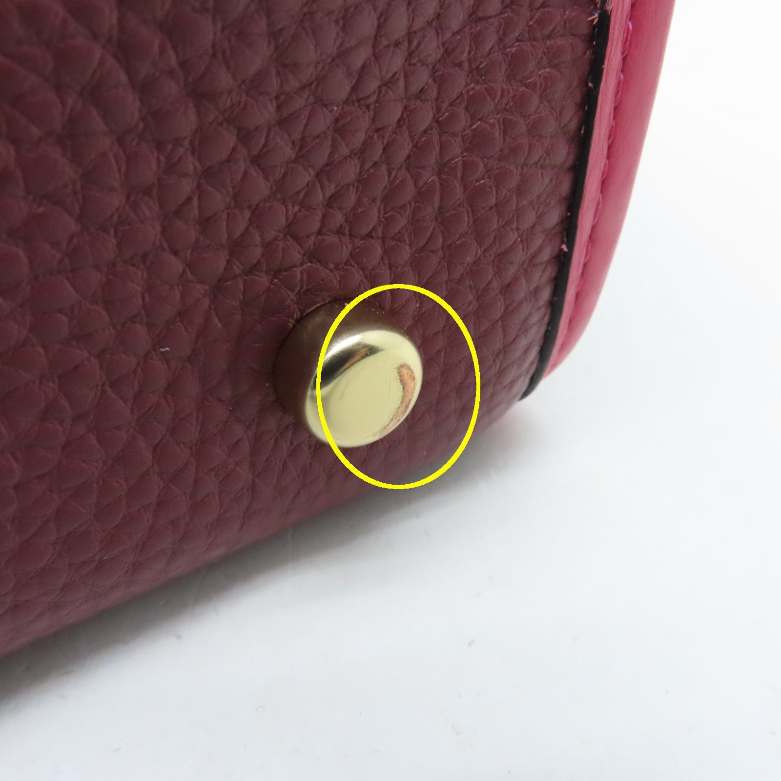 COACH Coated Canvas 2Way Bag Gold Buckle Handle Shoulder Bag Brown Red