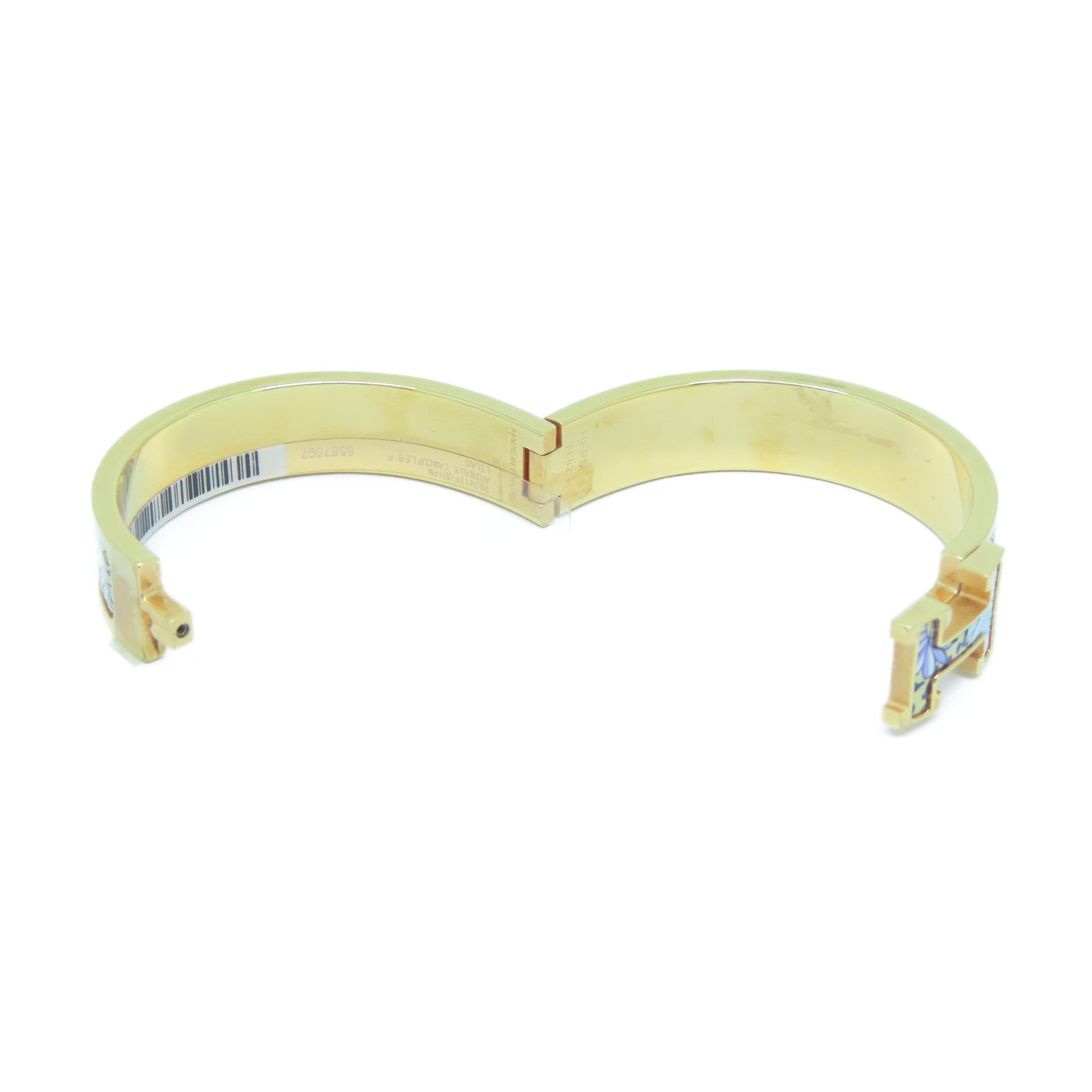 HERMES 金屬Clic H Animaux Camoufles Bracelet手鐲金色/白色/淺藍色/紫色#15.75cm