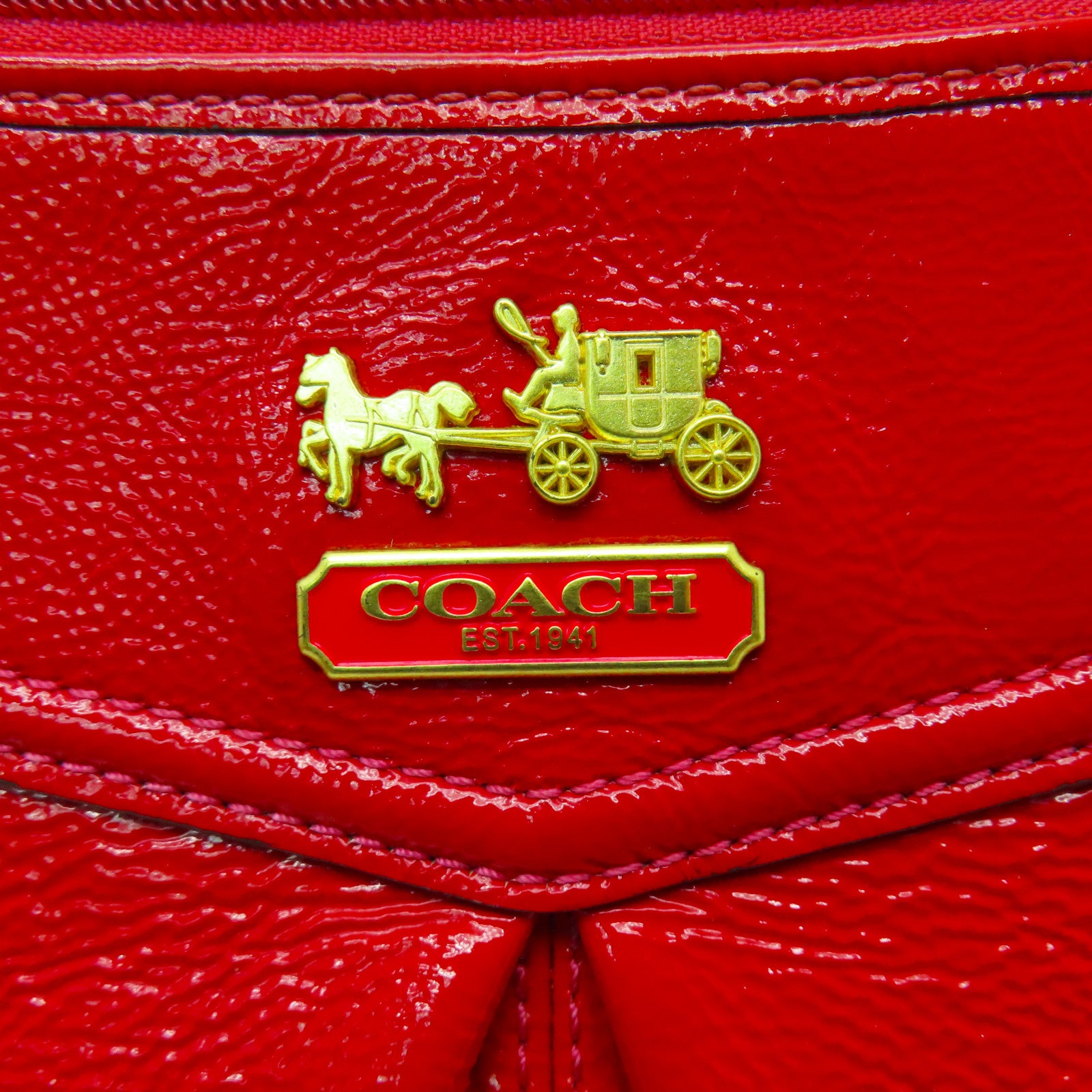 COACH 漆皮皮革Hand Bag金扣手挽袋紅色