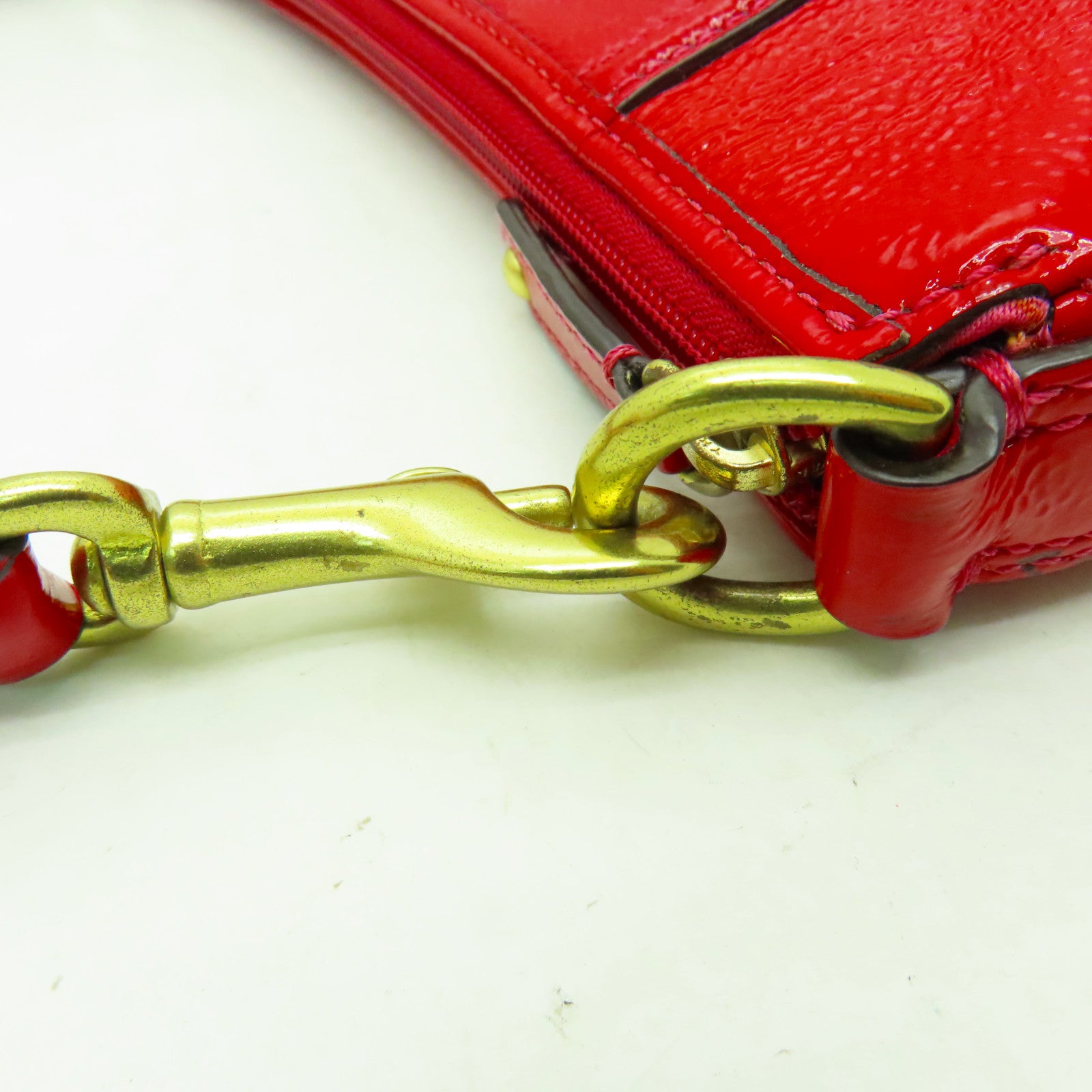 COACH 漆皮皮革Hand Bag金扣手挽袋紅色