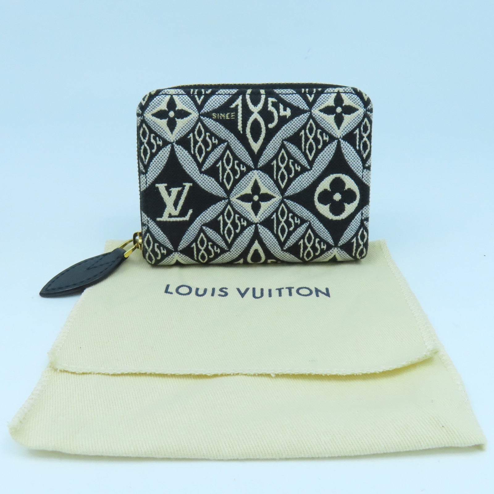 LOUIS VUITTON Monogram Jacquard Zippy Coin Purse Since1854金扣零錢包黑色/白色