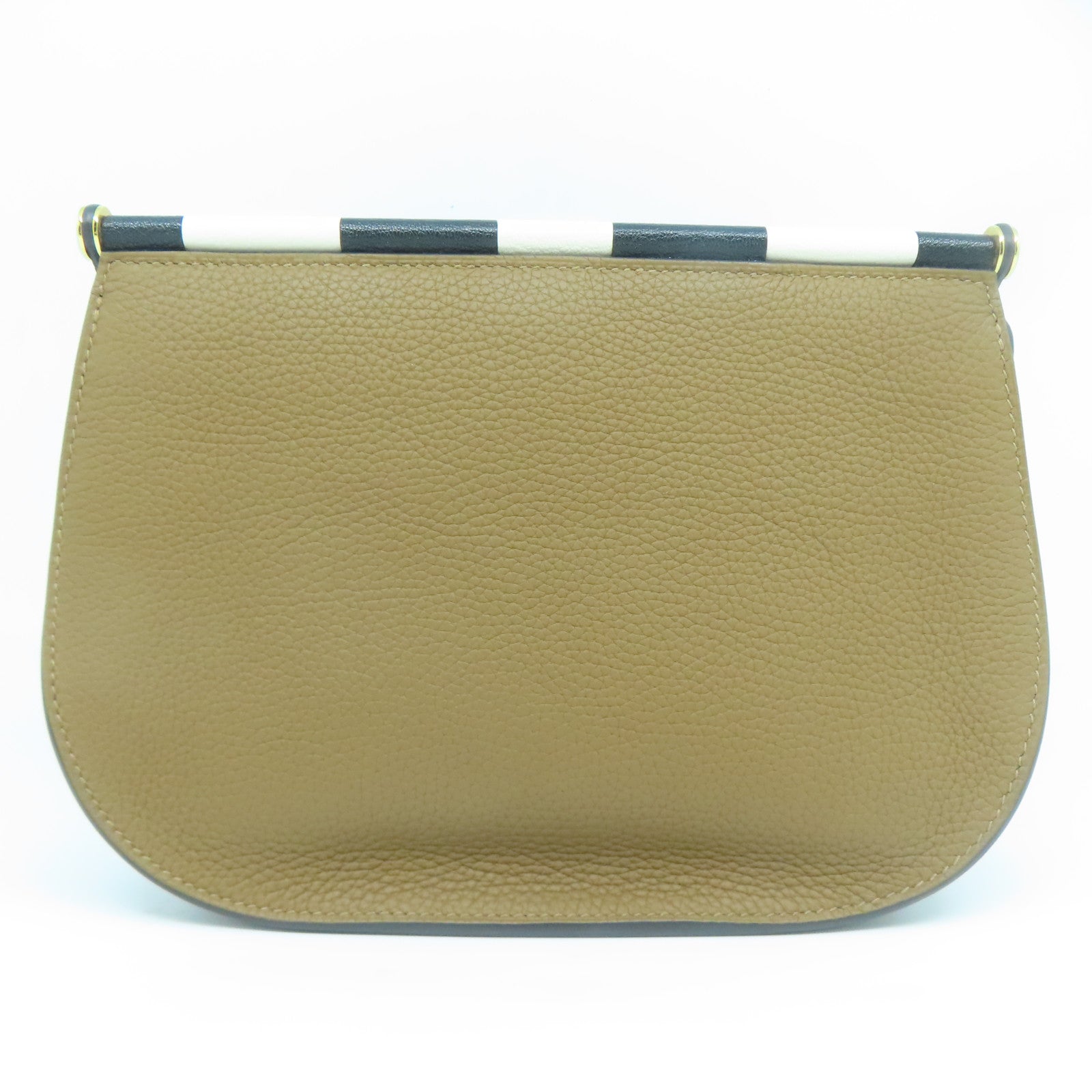 HERMES Taurillon Clemence皮革/Chevre Mysore皮革Sac Saut 25肩背袋啡色/黑色/白色