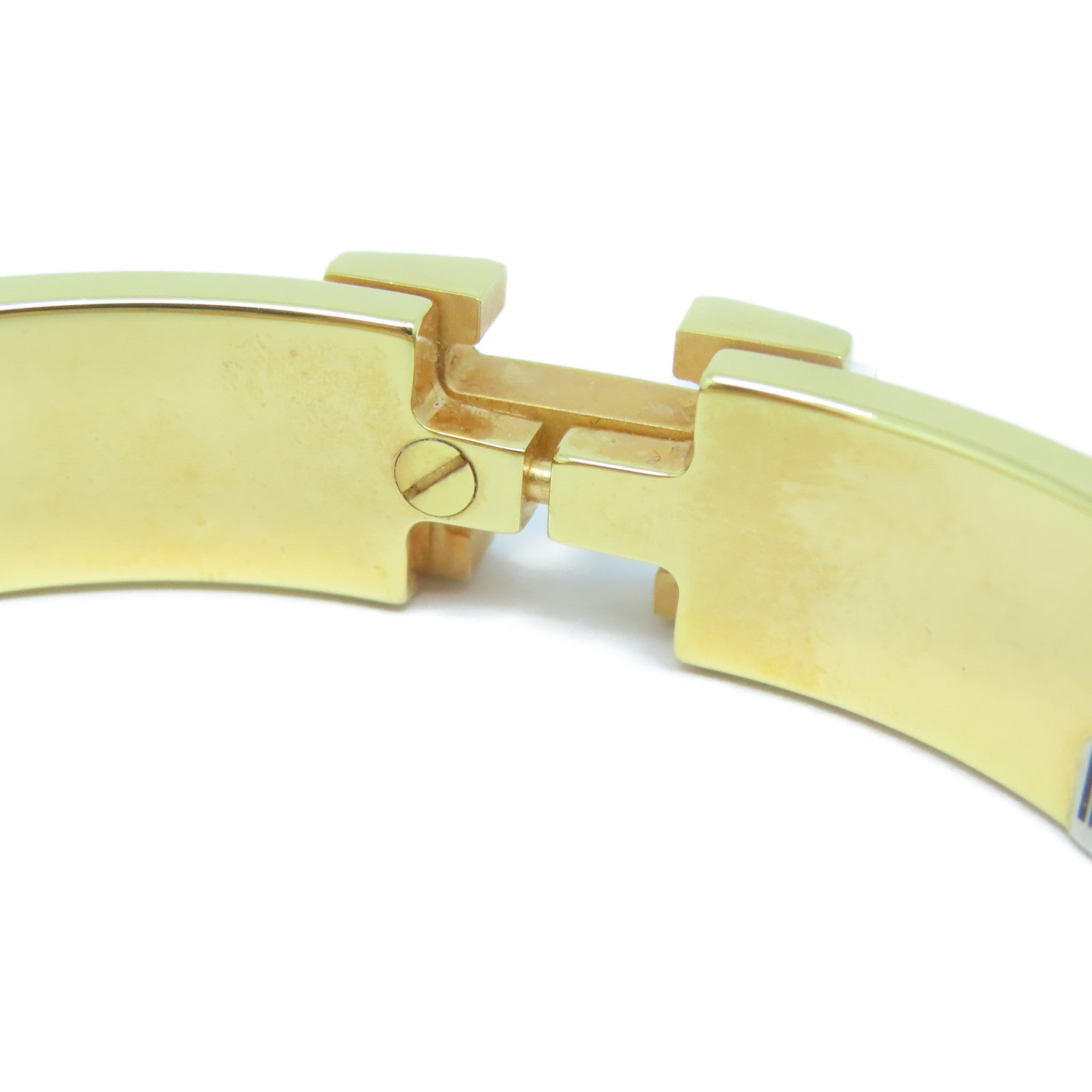HERMES 金屬Clic H Animaux Camoufles Bracelet手鐲金色/白色/淺藍色/紫色#15.75cm