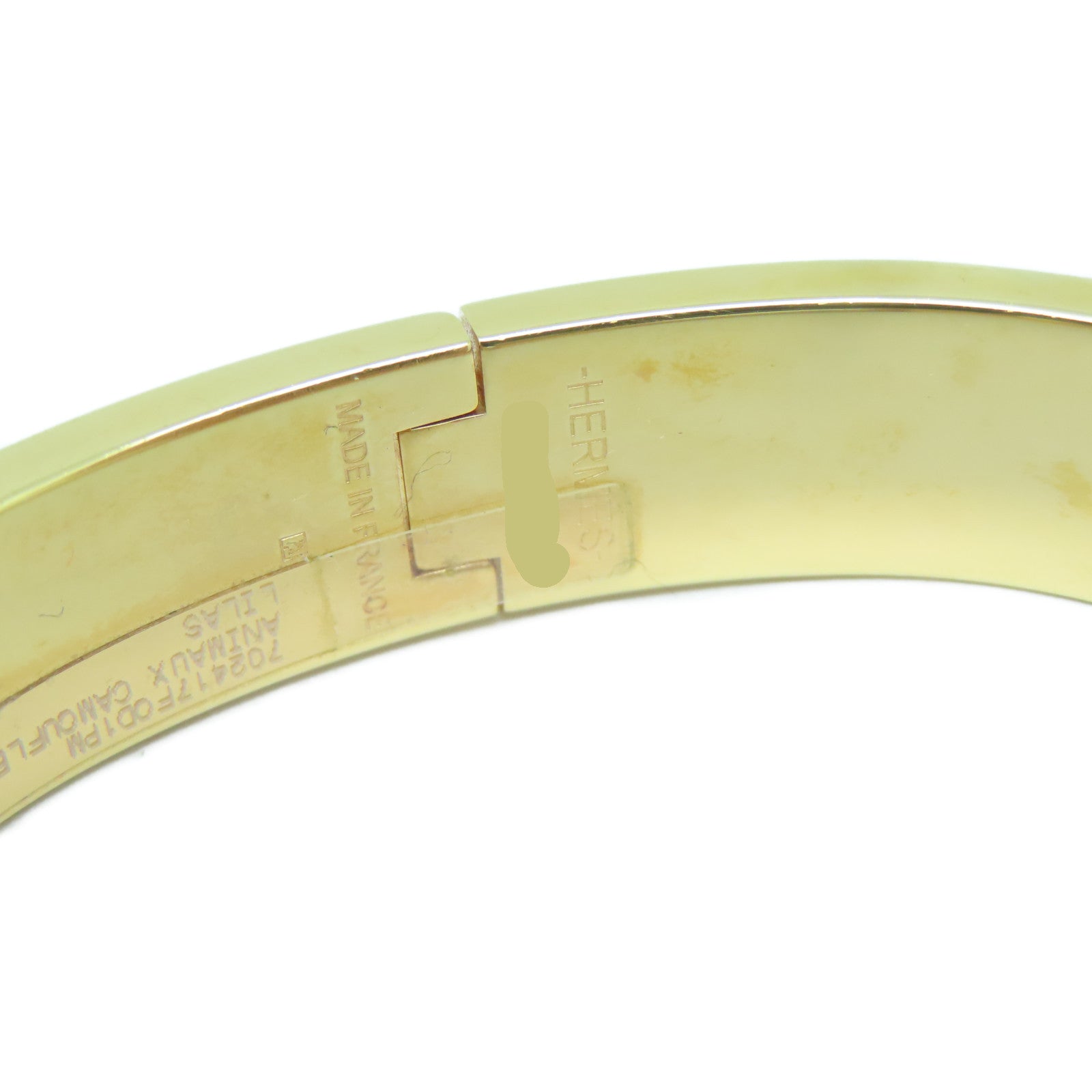 HERMES 金屬Clic H Animaux Camoufles Bracelet手鐲金色/白色/淺藍色/紫色#15.75cm