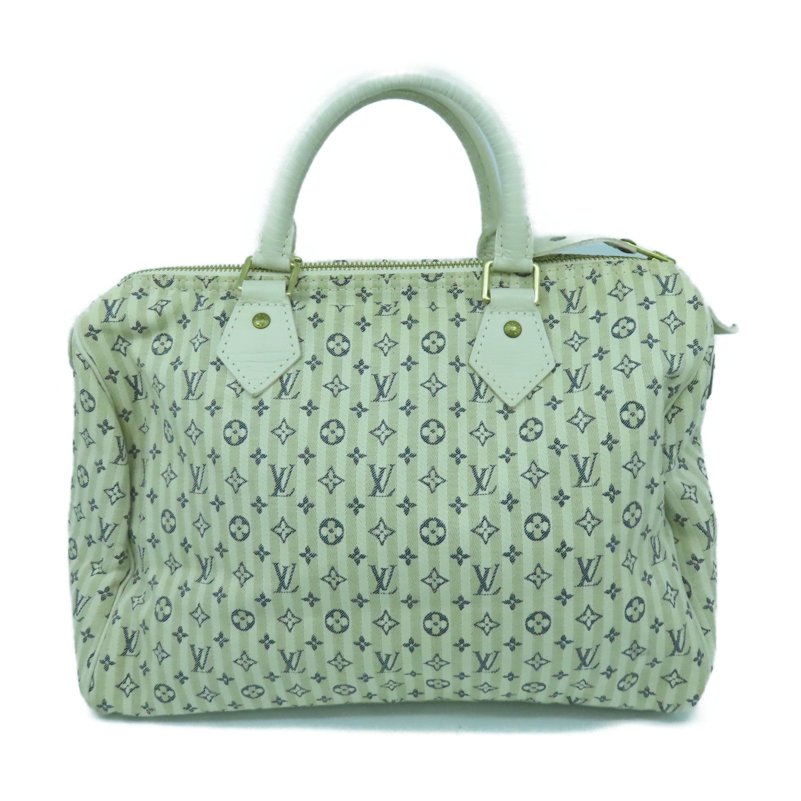 LOUIS VUITTON Monogram Mini Speedy 30金扣手挽袋白色