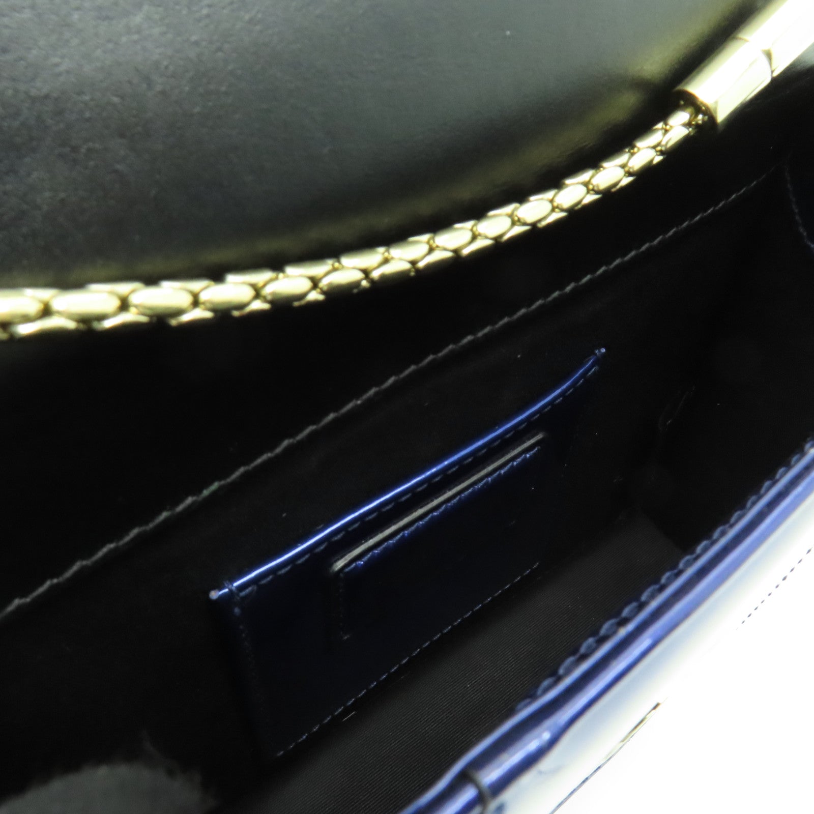 BVLGARI 漆皮皮革Serpenti Forever金扣鏈帶肩背袋藍色