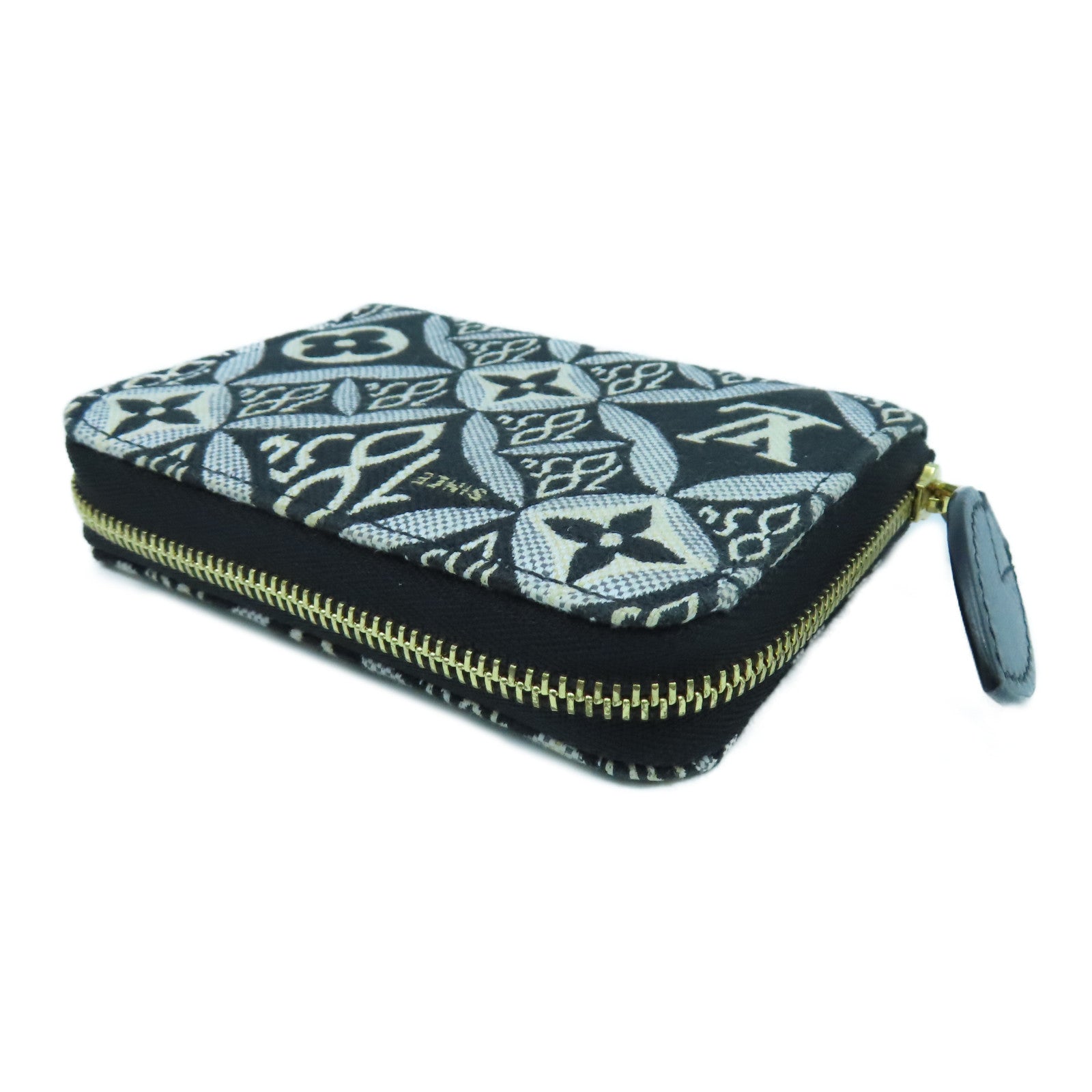 LOUIS VUITTON Monogram Jacquard Zippy Coin Purse Since1854金扣零錢包黑色/白色