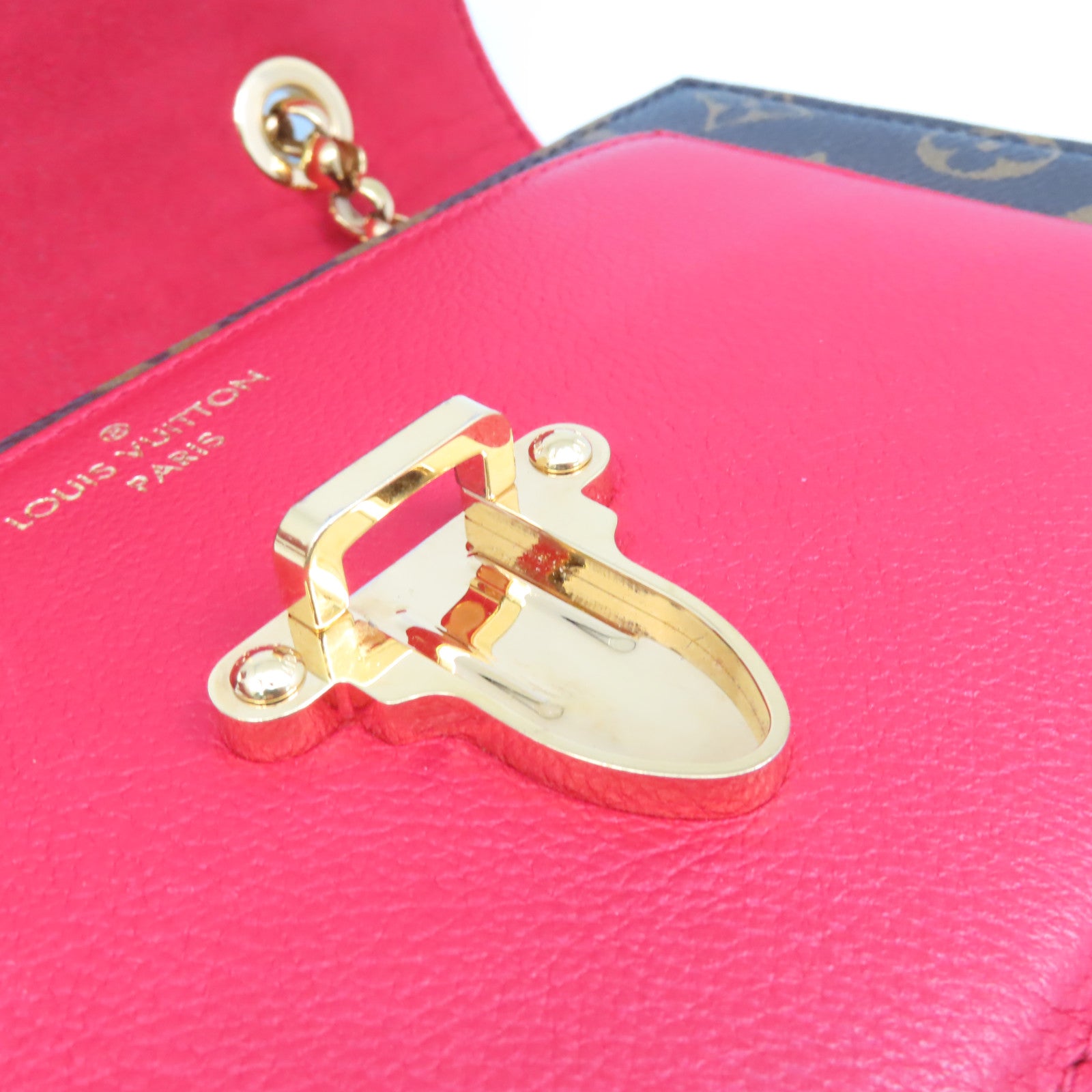 LOUIS VUITTON Monogram Victoire Chain Shoulder Bag金扣連帶肩背袋啡色/紅色