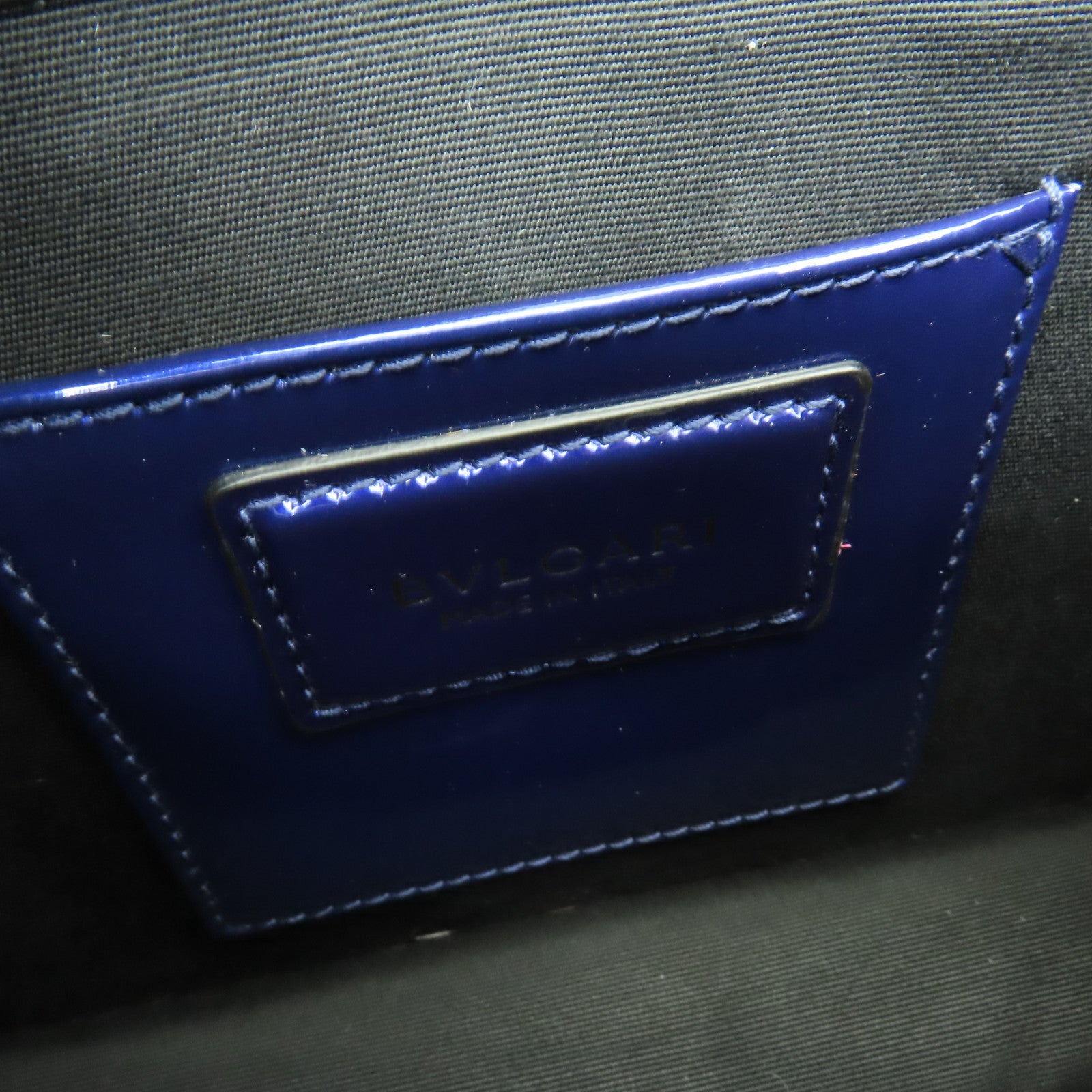 BVLGARI 漆皮皮革Serpenti Forever金扣鏈帶肩背袋藍色