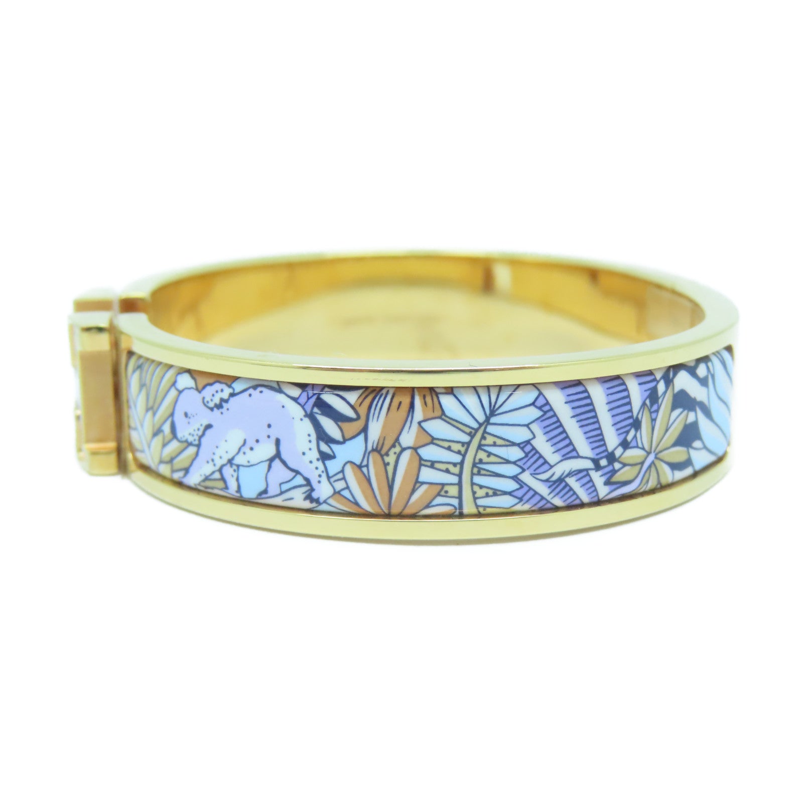HERMES 金屬Clic H Animaux Camoufles Bracelet手鐲金色/白色/淺藍色/紫色#15.75cm