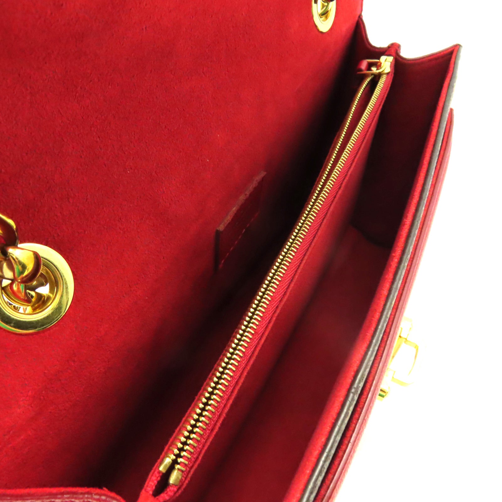 LOUIS VUITTON Monogram Victoire Chain Shoulder Bag金扣連帶肩背袋啡色/紅色