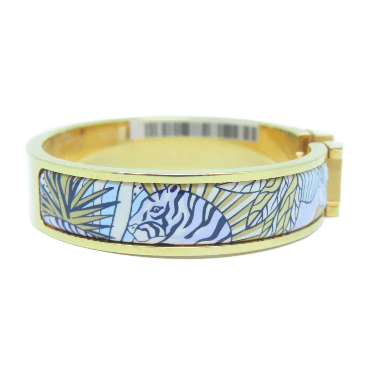 HERMES 金屬Clic H Animaux Camoufles Bracelet手鐲金色/白色/淺藍色/紫色#15.75cm