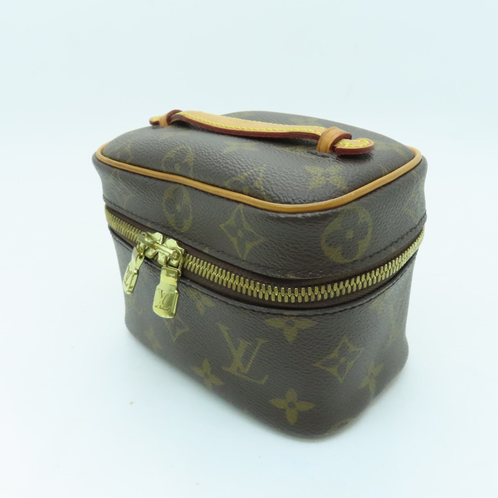 LOUIS VUITTON Monogram Nice Nano金扣化妝袋啡色