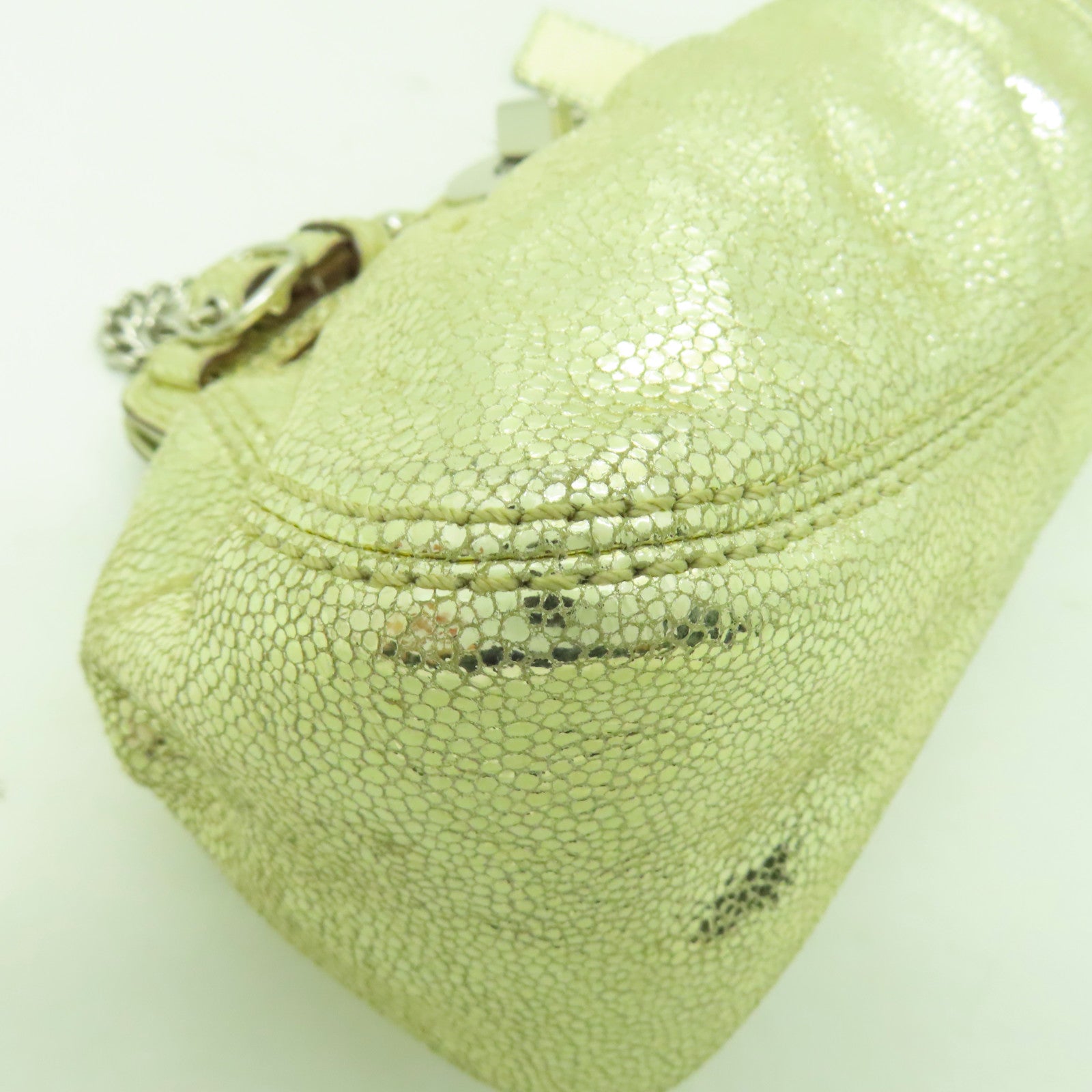 COACH 皮革Chain Shoulder銀扣鏈帶肩背袋金色